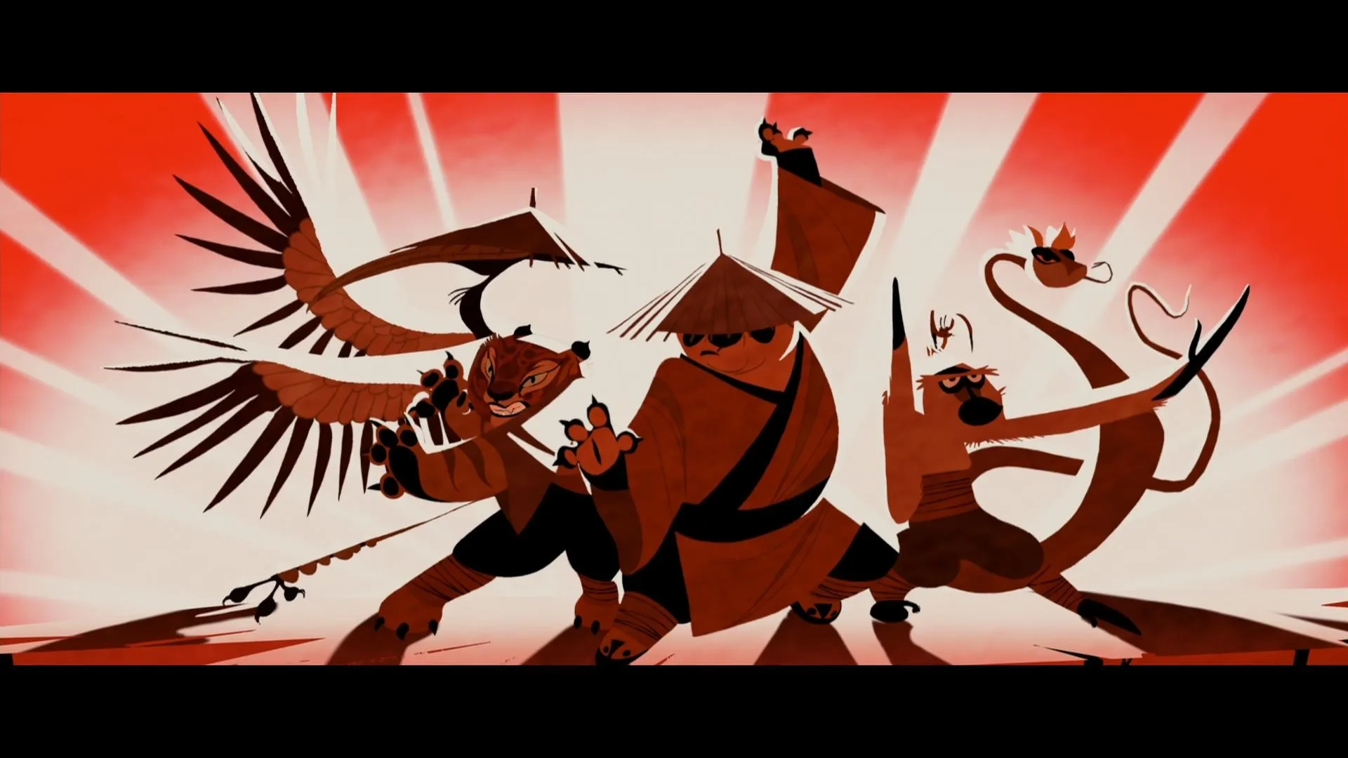 Jackie Chan, Angelina Jolie, Lucy Liu, Jack Black, David Cross, and Seth Rogen in Kung Fu Panda (2008)