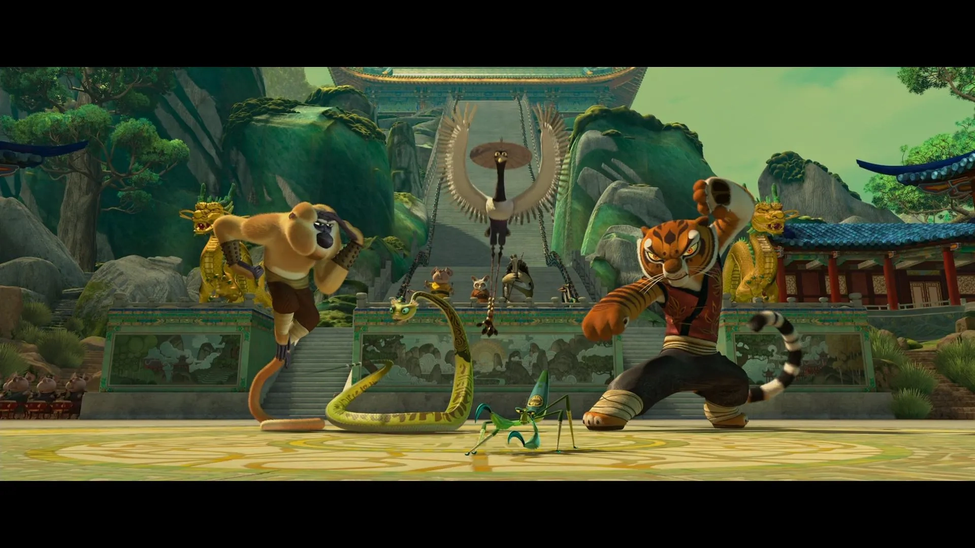 Jackie Chan, Angelina Jolie, Lucy Liu, David Cross, and Seth Rogen in Kung Fu Panda (2008)