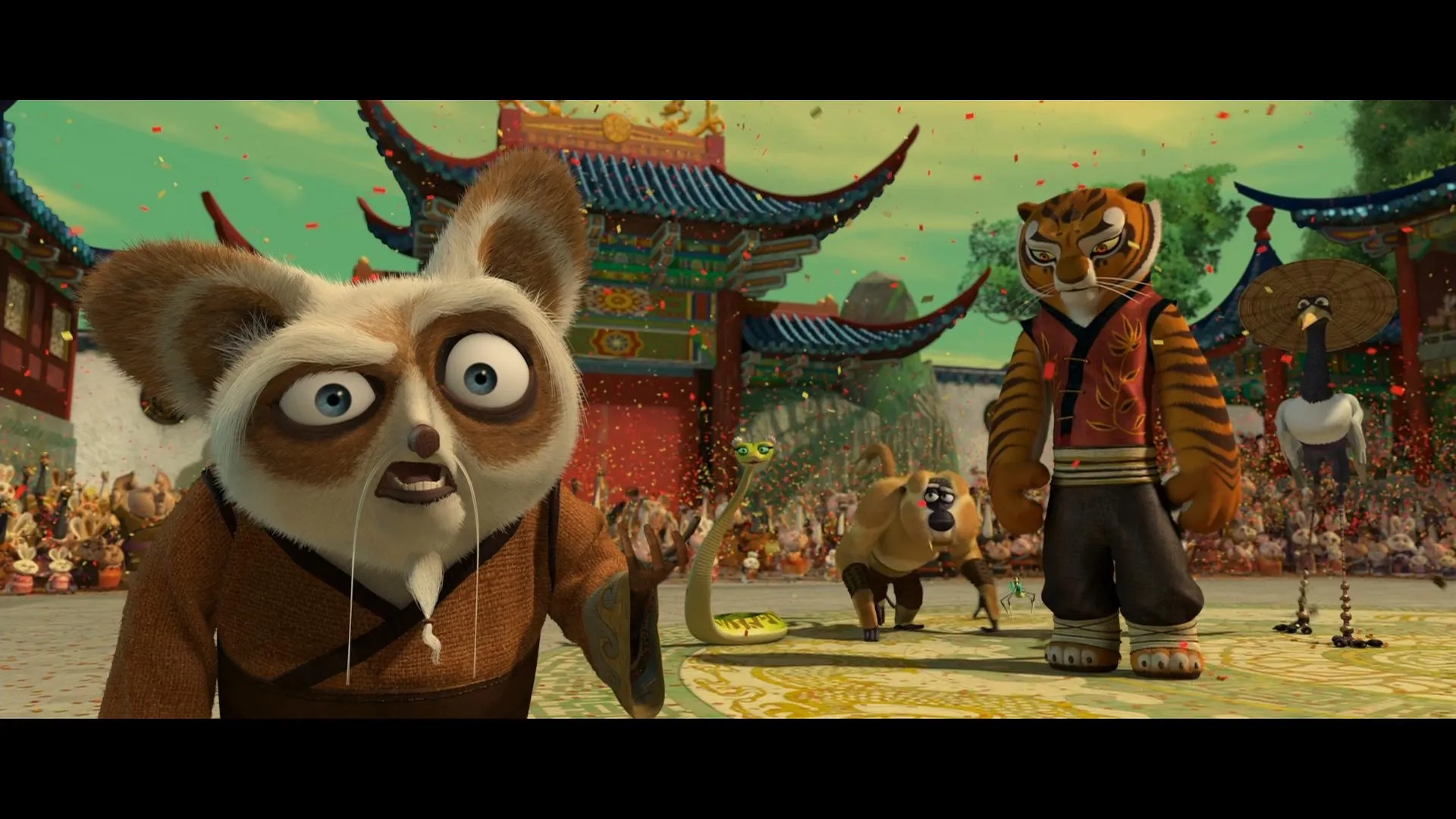 Dustin Hoffman, Jackie Chan, Angelina Jolie, Lucy Liu, David Cross, and Seth Rogen in Kung Fu Panda (2008)