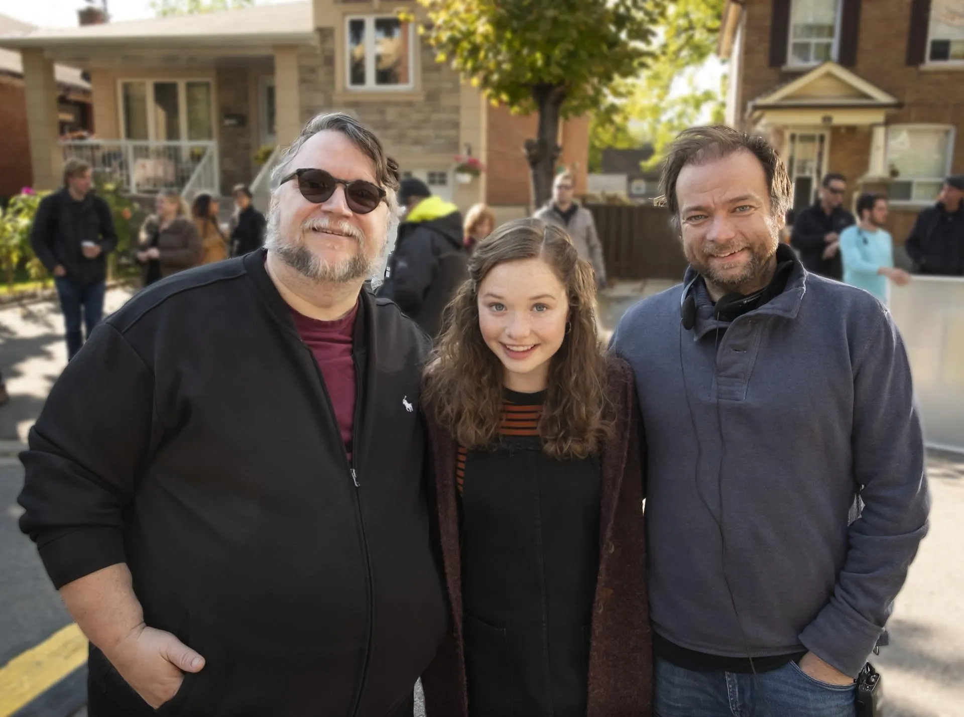 André Øvredal, Guillermo del Toro, and Zoe Colletti in Scary Stories to Tell in the Dark (2019)