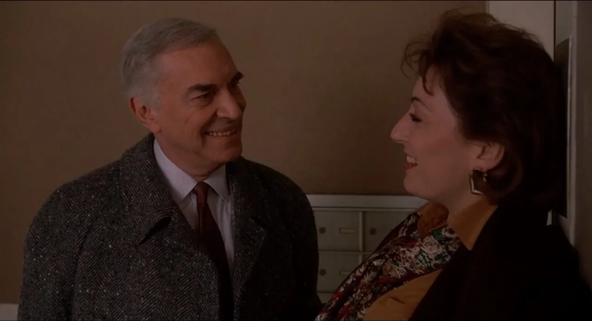 Anjelica Huston and Martin Landau in Crimes and Misdemeanors (1989)