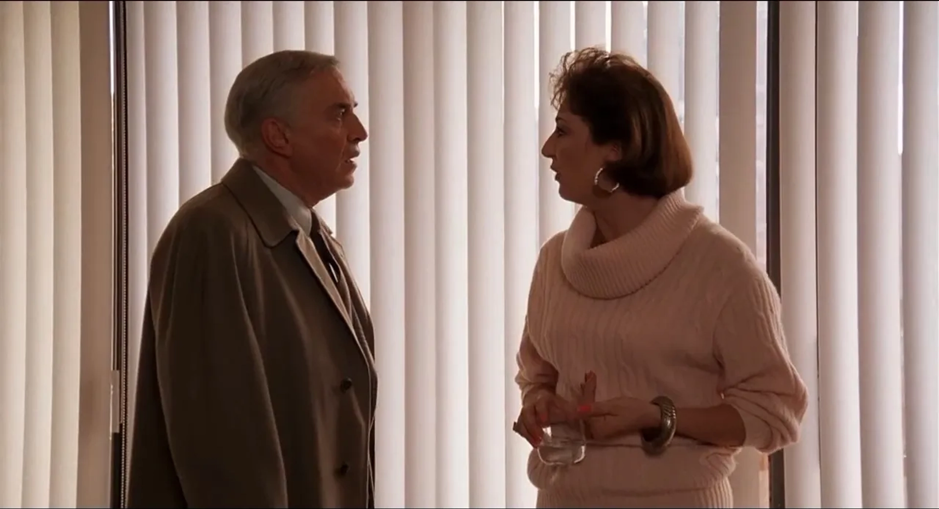 Anjelica Huston and Martin Landau in Crimes and Misdemeanors (1989)