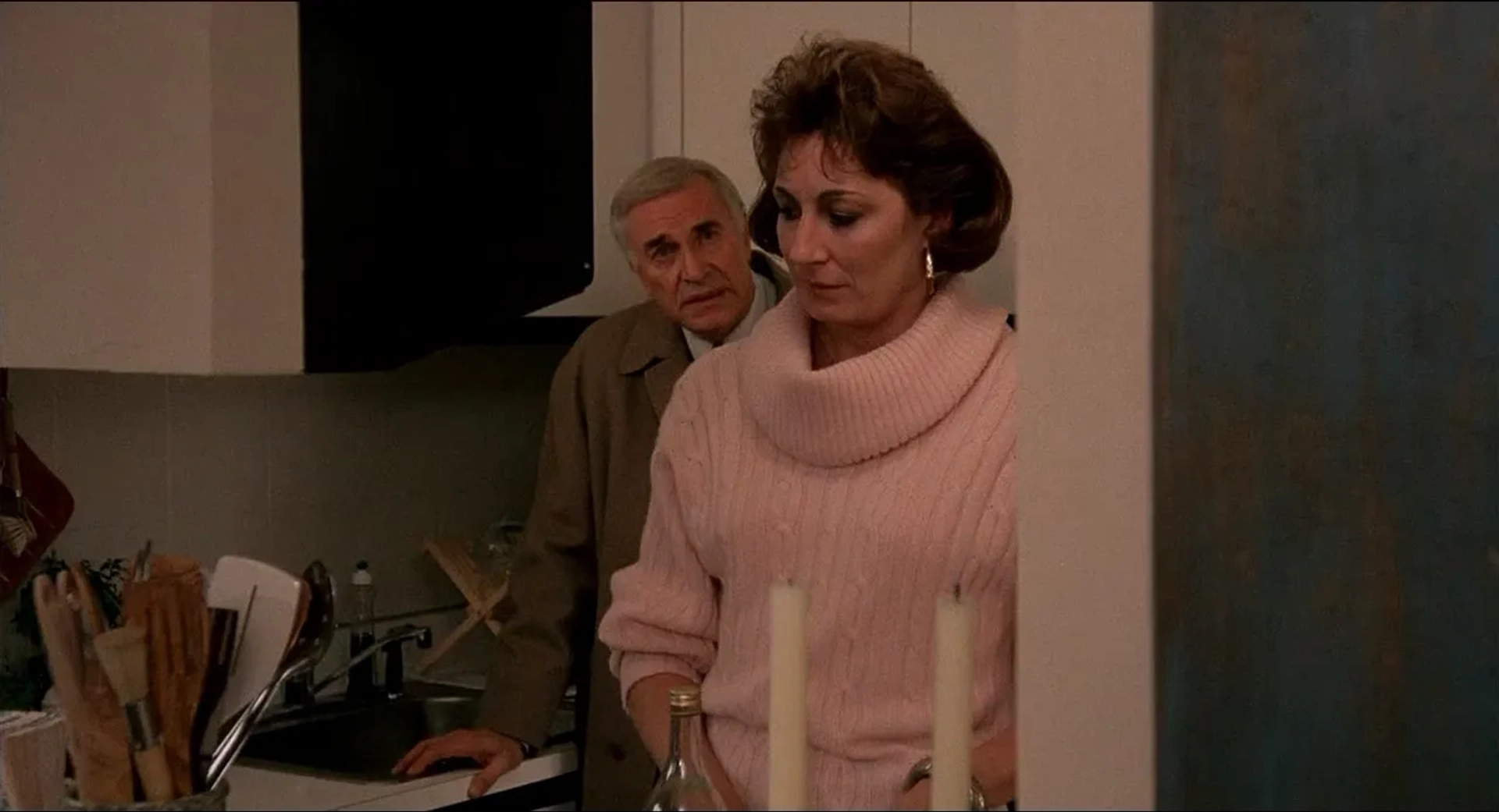 Anjelica Huston and Martin Landau in Crimes and Misdemeanors (1989)