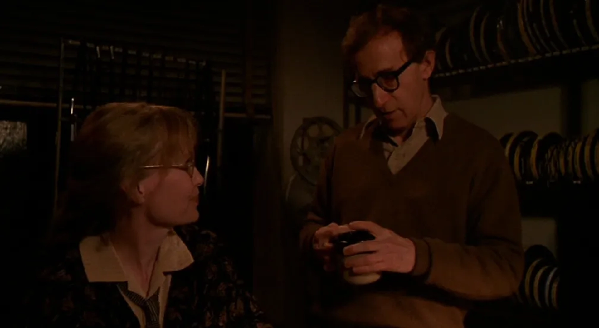 Woody Allen and Mia Farrow in Crimes and Misdemeanors (1989)