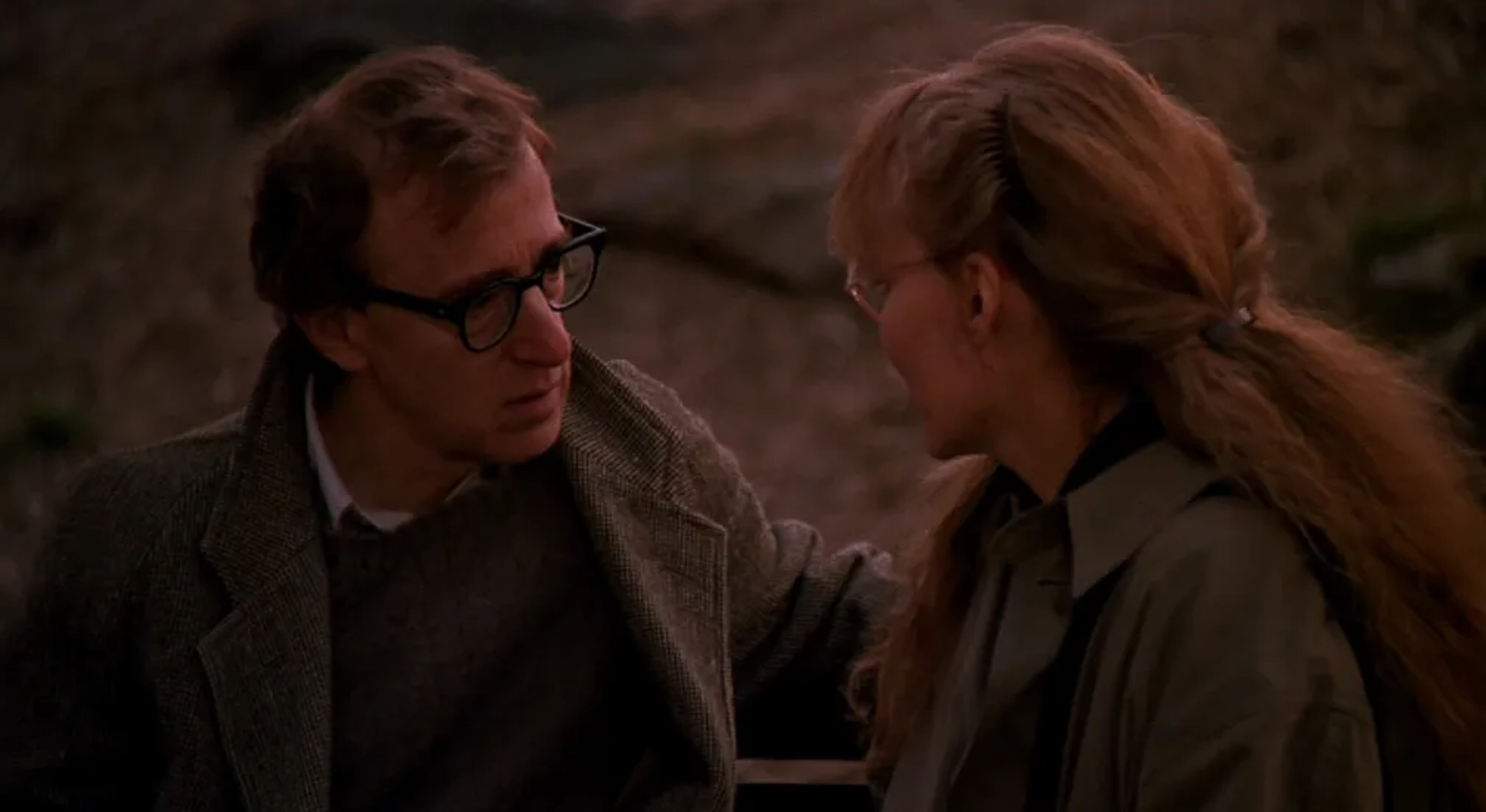 Woody Allen and Mia Farrow in Crimes and Misdemeanors (1989)