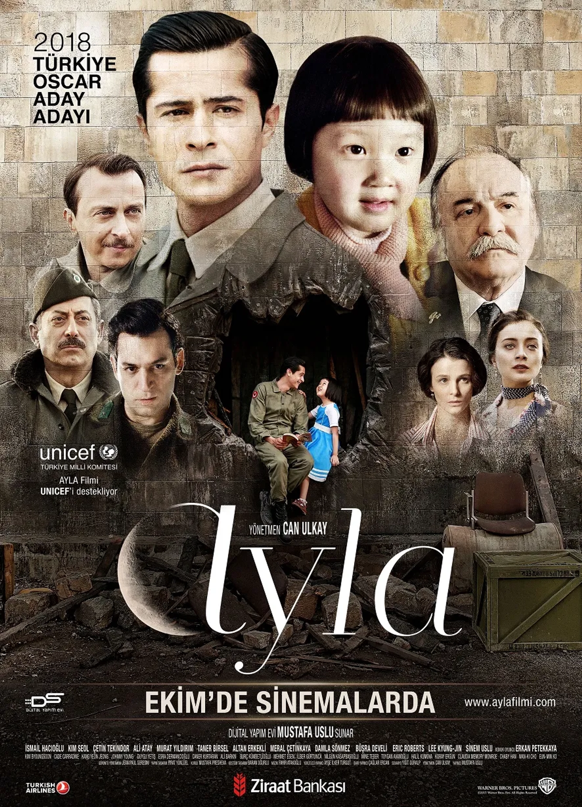 Taner Birsel, Çetin Tekindor, Ismail Hacioglu, Murat Yildirim, Ali Atay, Damla Sönmez, Büsra Develi, and Kim Seol in Ayla: The Daughter of War (2017)