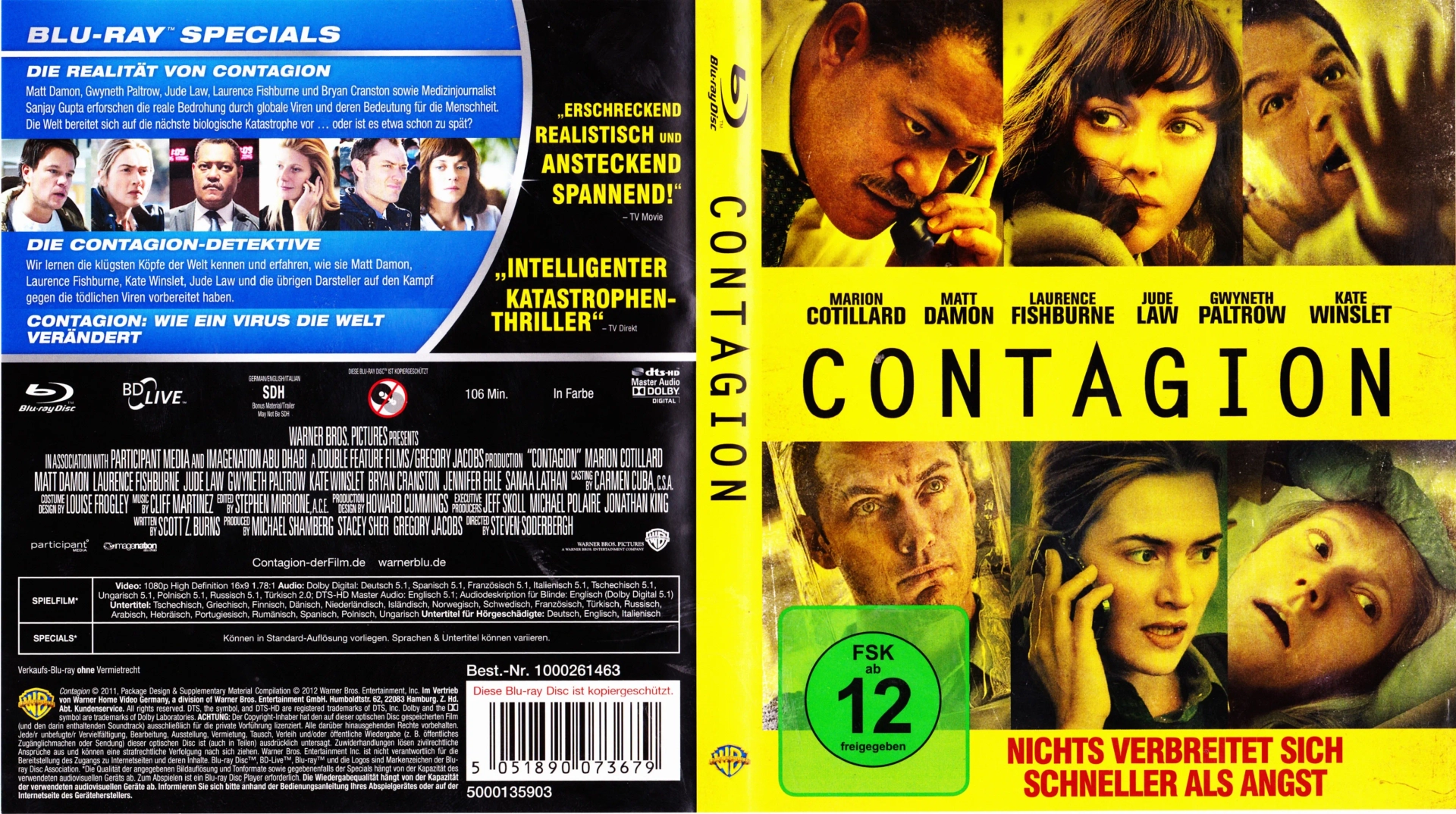 Jude Law, Matt Damon, Laurence Fishburne, Gwyneth Paltrow, Kate Winslet, and Marion Cotillard in Contagion (2011)