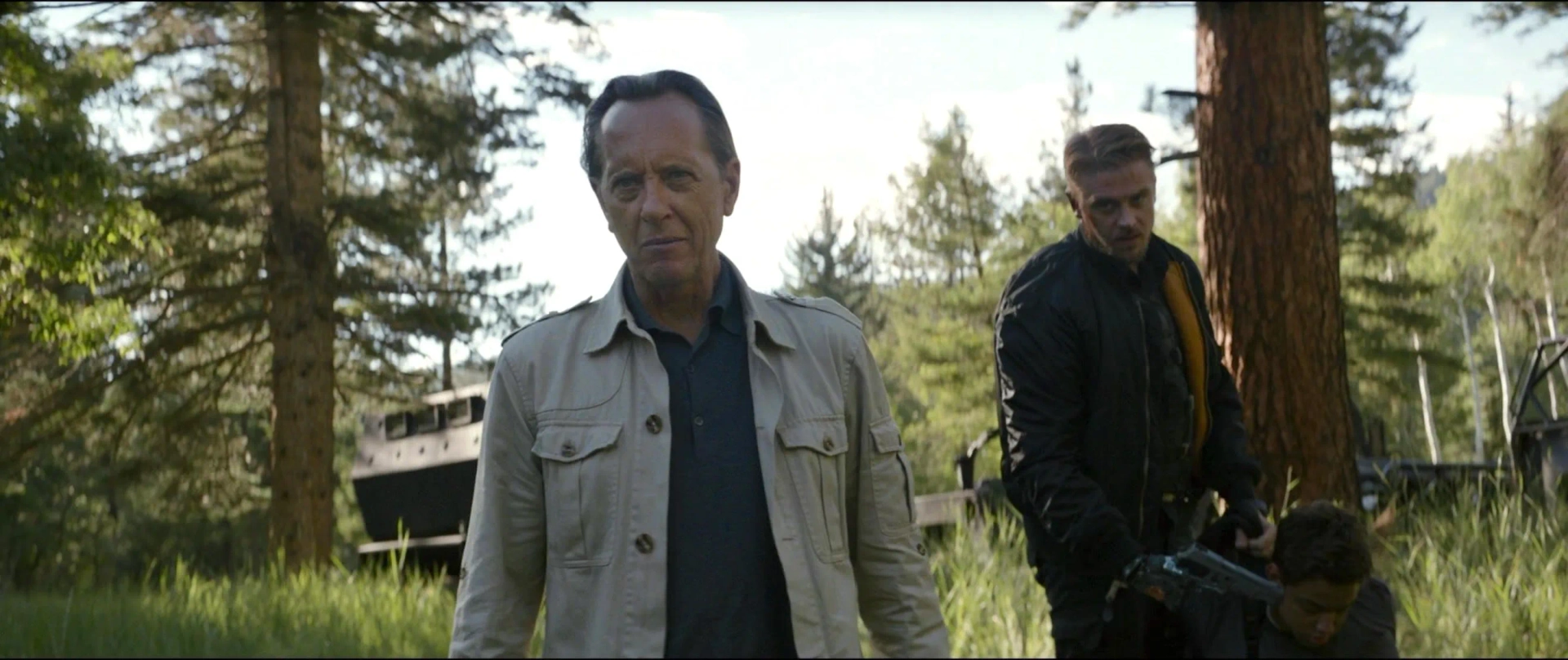Richard E. Grant and Boyd Holbrook in Logan (2017)