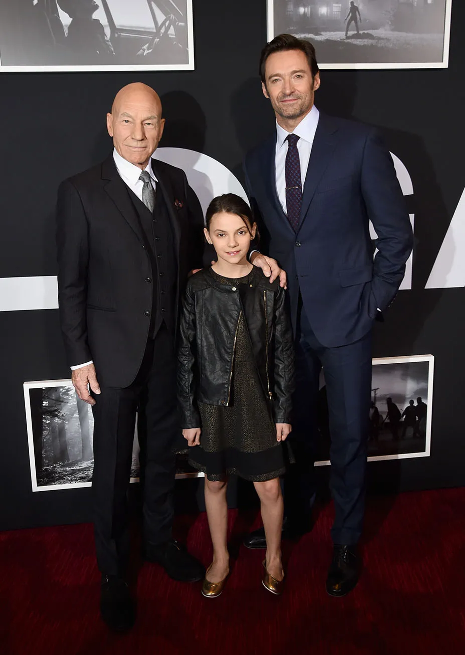 Patrick Stewart, Hugh Jackman, and Dafne Keen at an event for Logan (2017)