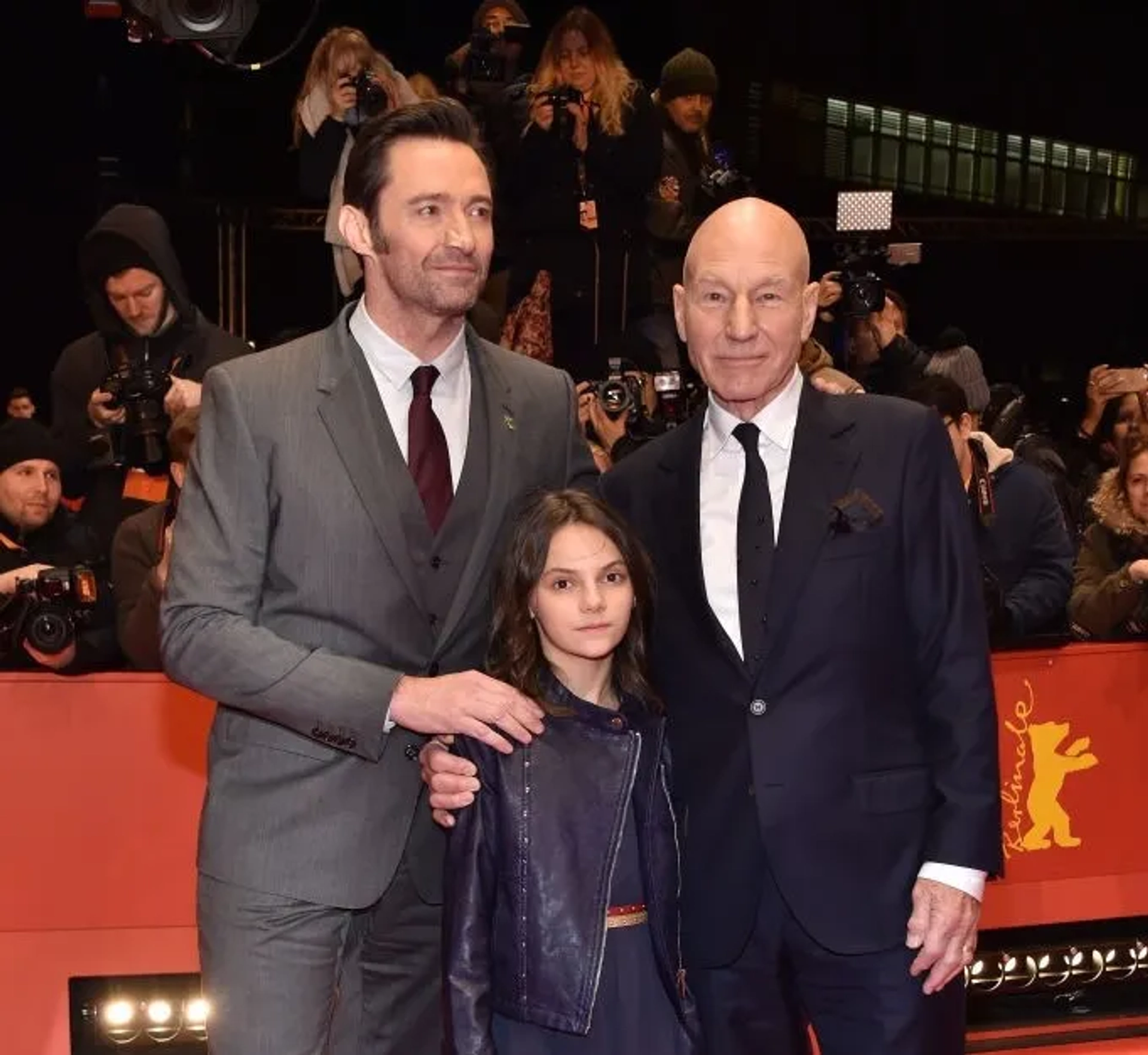 Patrick Stewart, Hugh Jackman, and Dafne Keen at an event for Logan (2017)