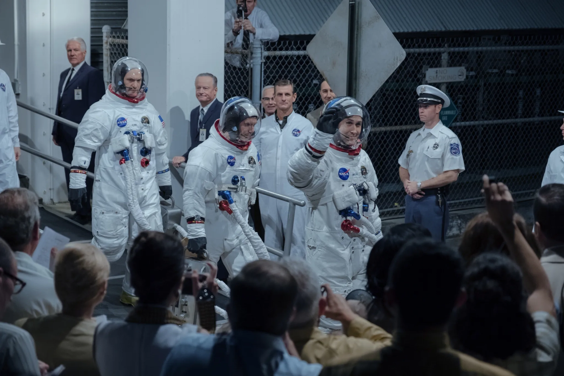 Lukas Haas, Ryan Gosling, and Corey Stoll in First Man (2018)