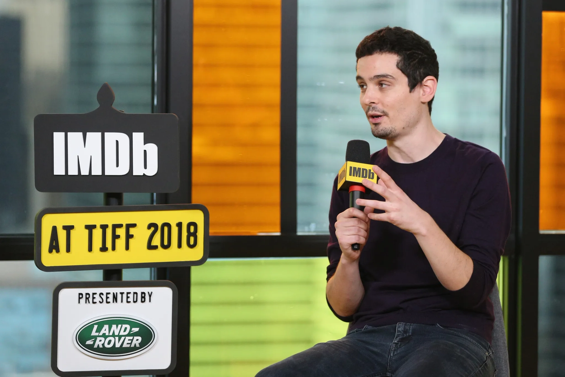 Damien Chazelle at an event for First Man (2018)