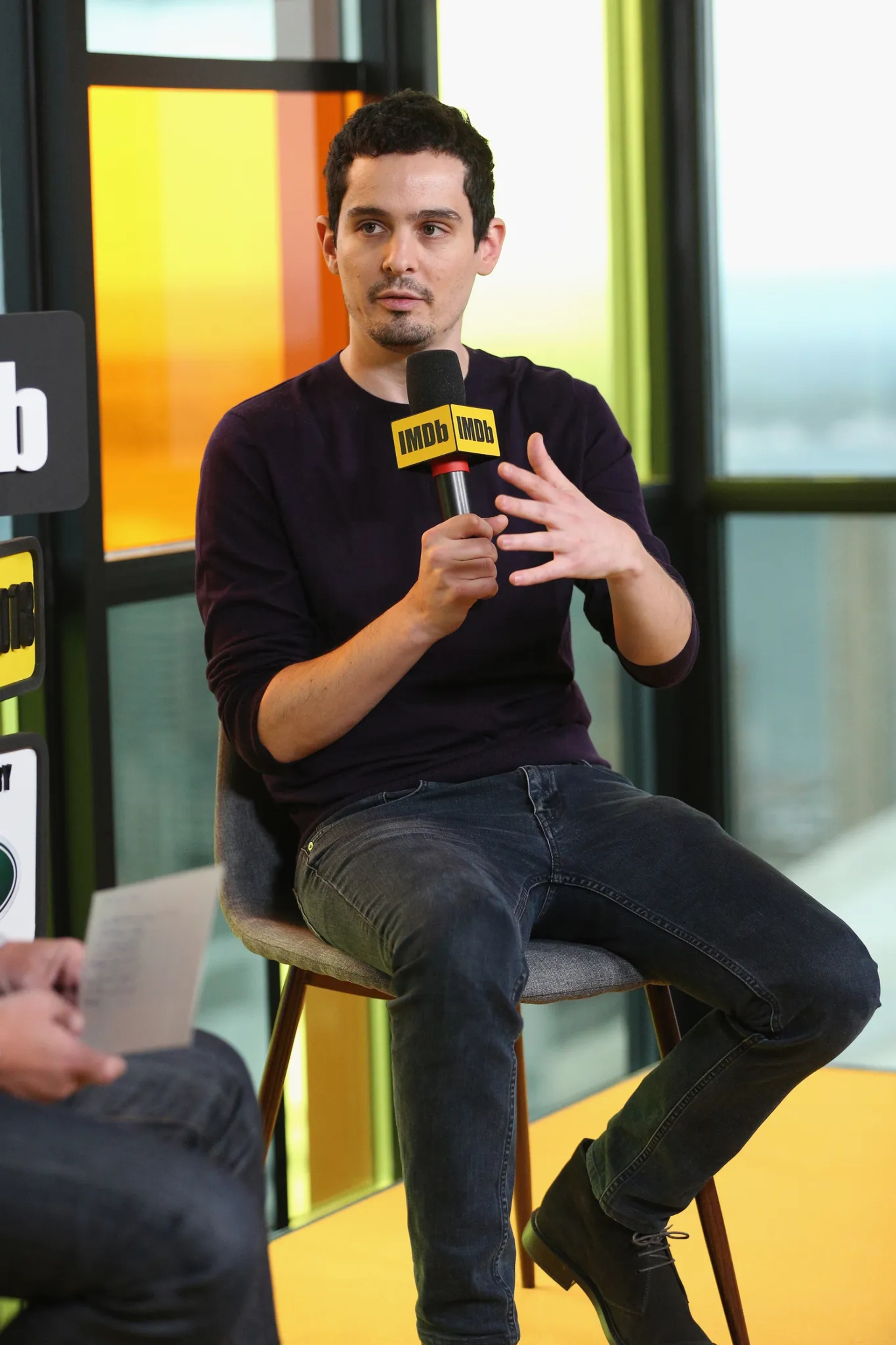 Damien Chazelle at an event for First Man (2018)