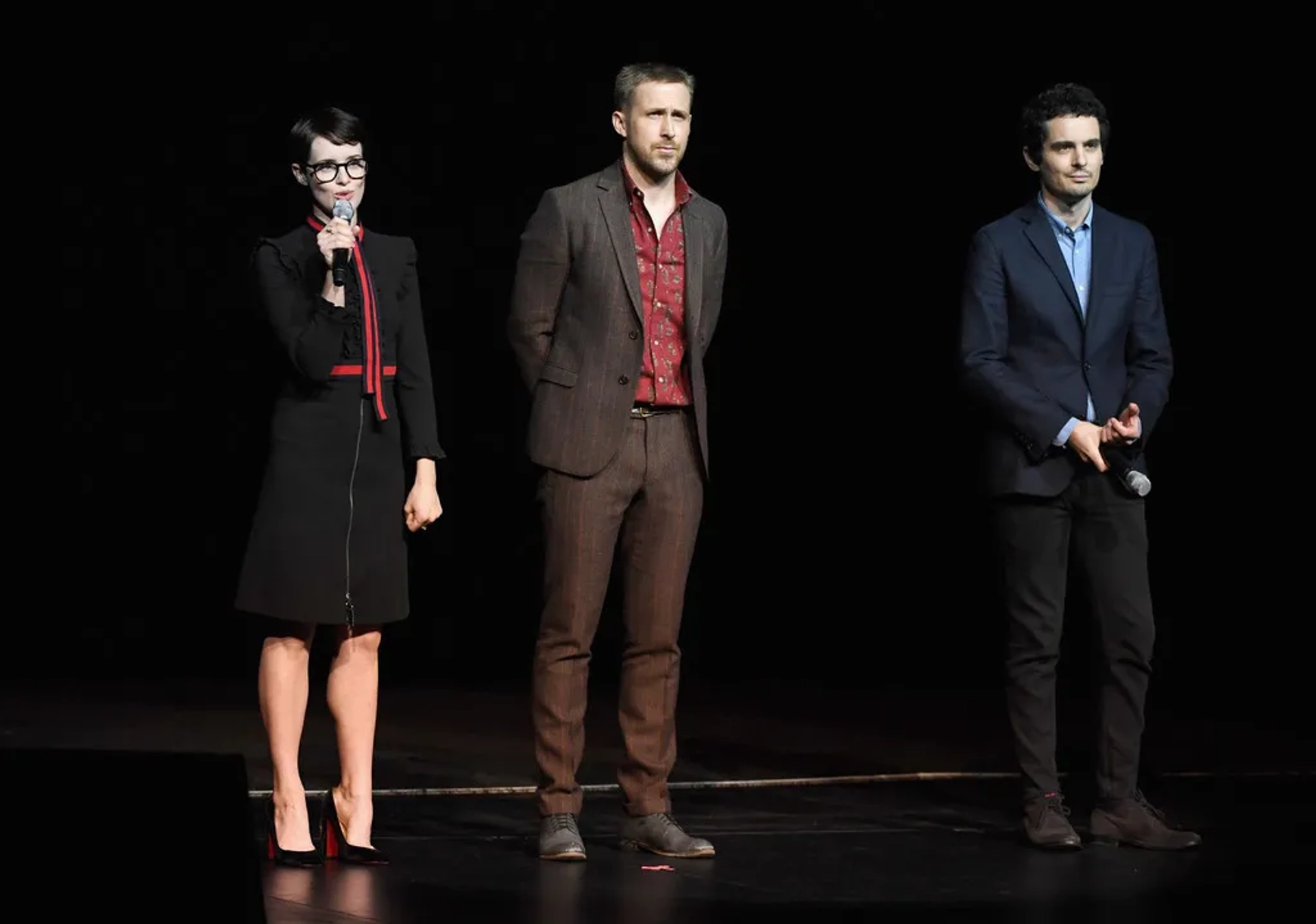 Ryan Gosling, Claire Foy, and Damien Chazelle at an event for First Man (2018)