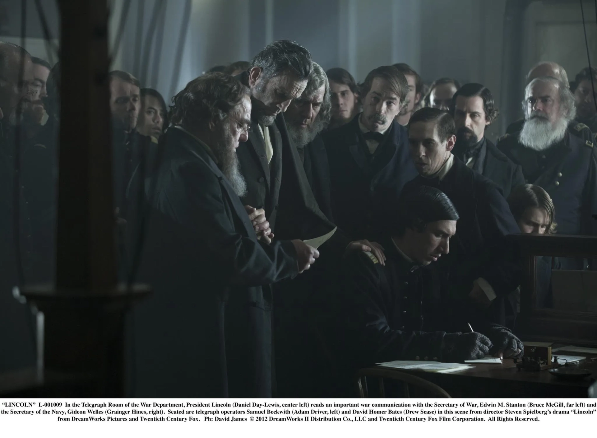 Daniel Day-Lewis, Grainger Hines, Bruce McGill, Jeremy Strong, Scott Wichmann, Robert Ruffin, Adam Driver, and Drew Sease in Lincoln (2012)