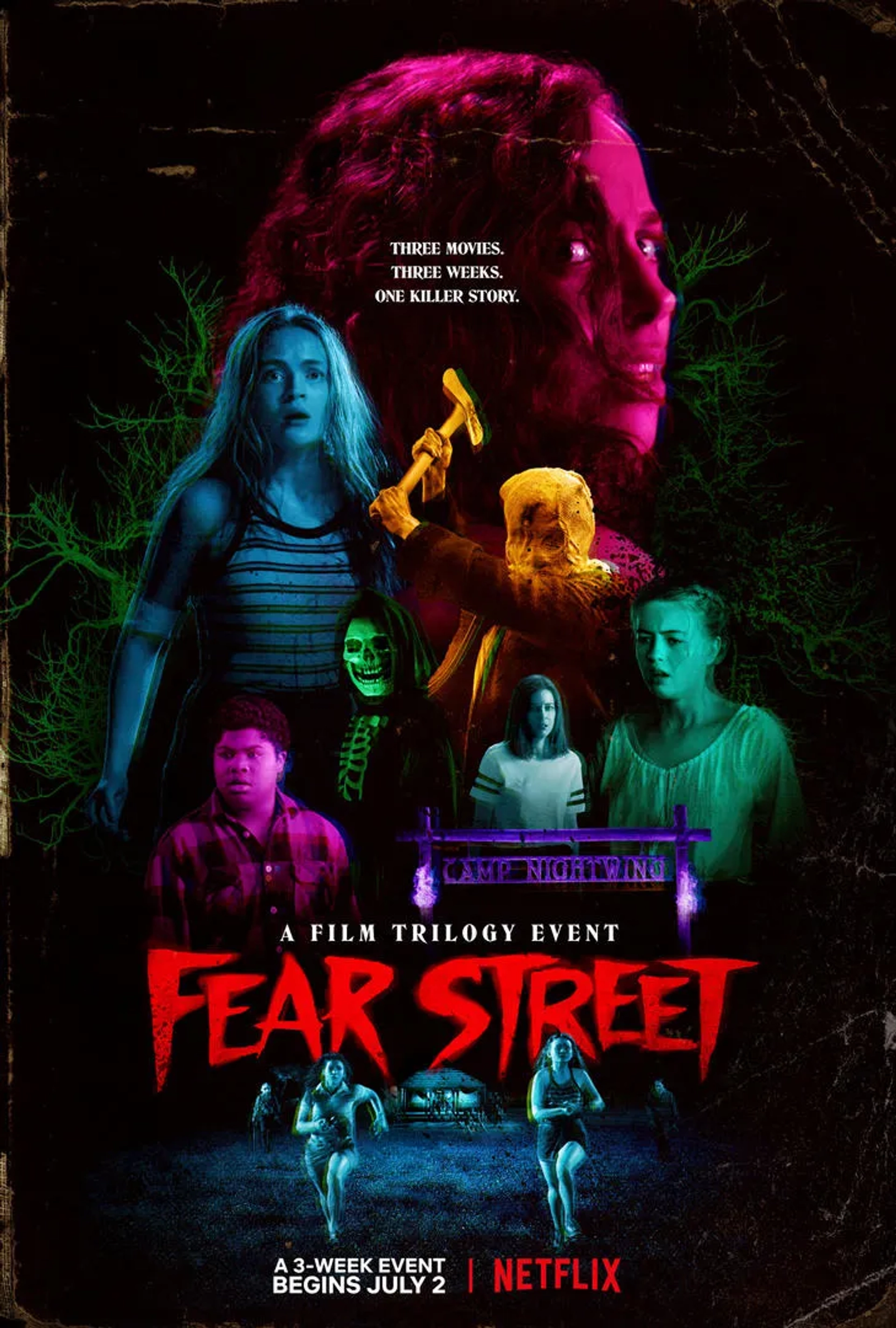 Kiana Madeira, Benjamin Flores Jr., Sadie Sink, Emily Rudd, Noah Bain Garret, and Olivia Scott Welch in Fear Street: Part One - 1994 (2021)