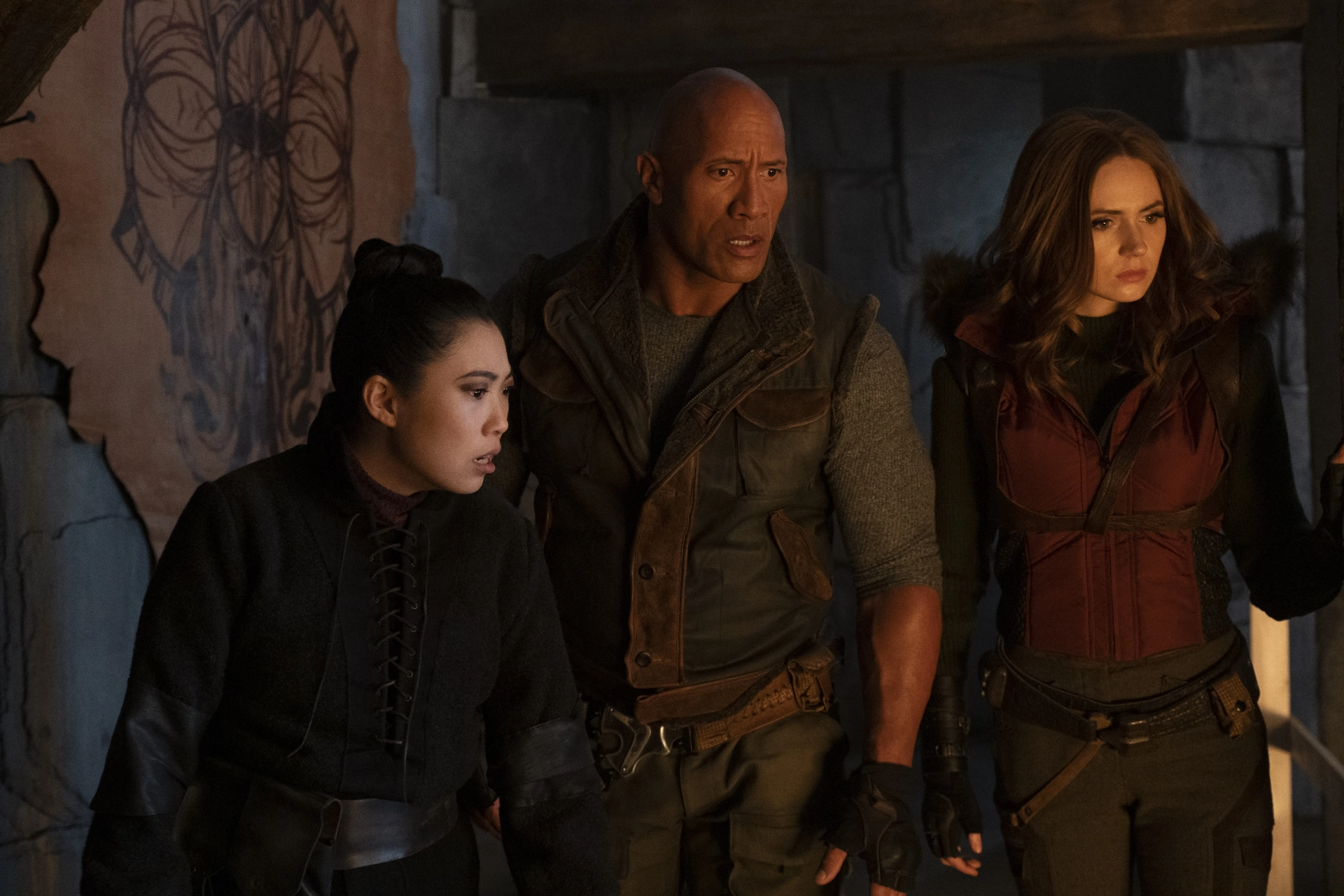 Dwayne Johnson, Karen Gillan, and Awkwafina in Jumanji: The Next Level (2019)