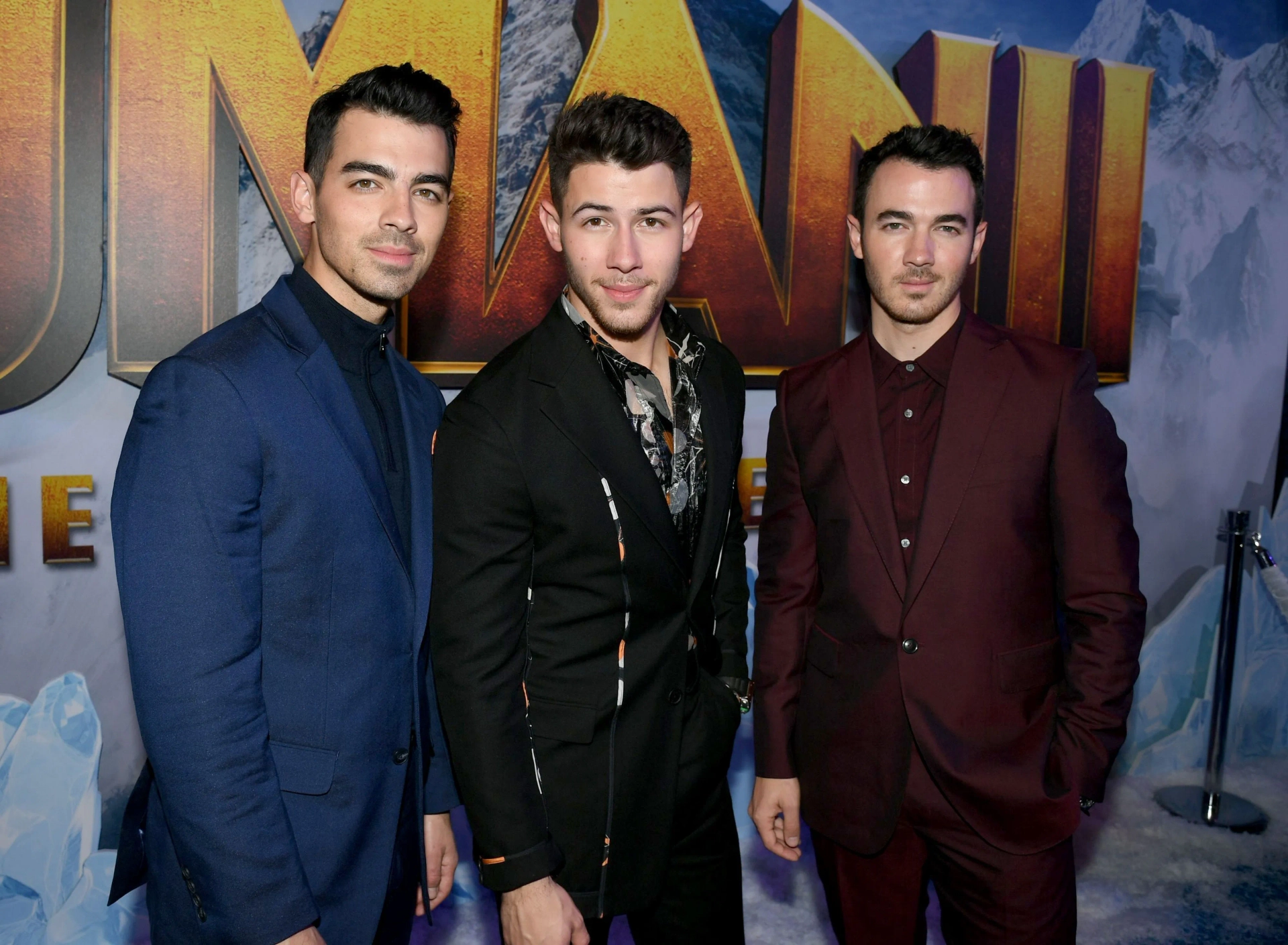 The Jonas Brothers, Kevin Jonas, Joe Jonas, and Nick Jonas at an event for Jumanji: The Next Level (2019)