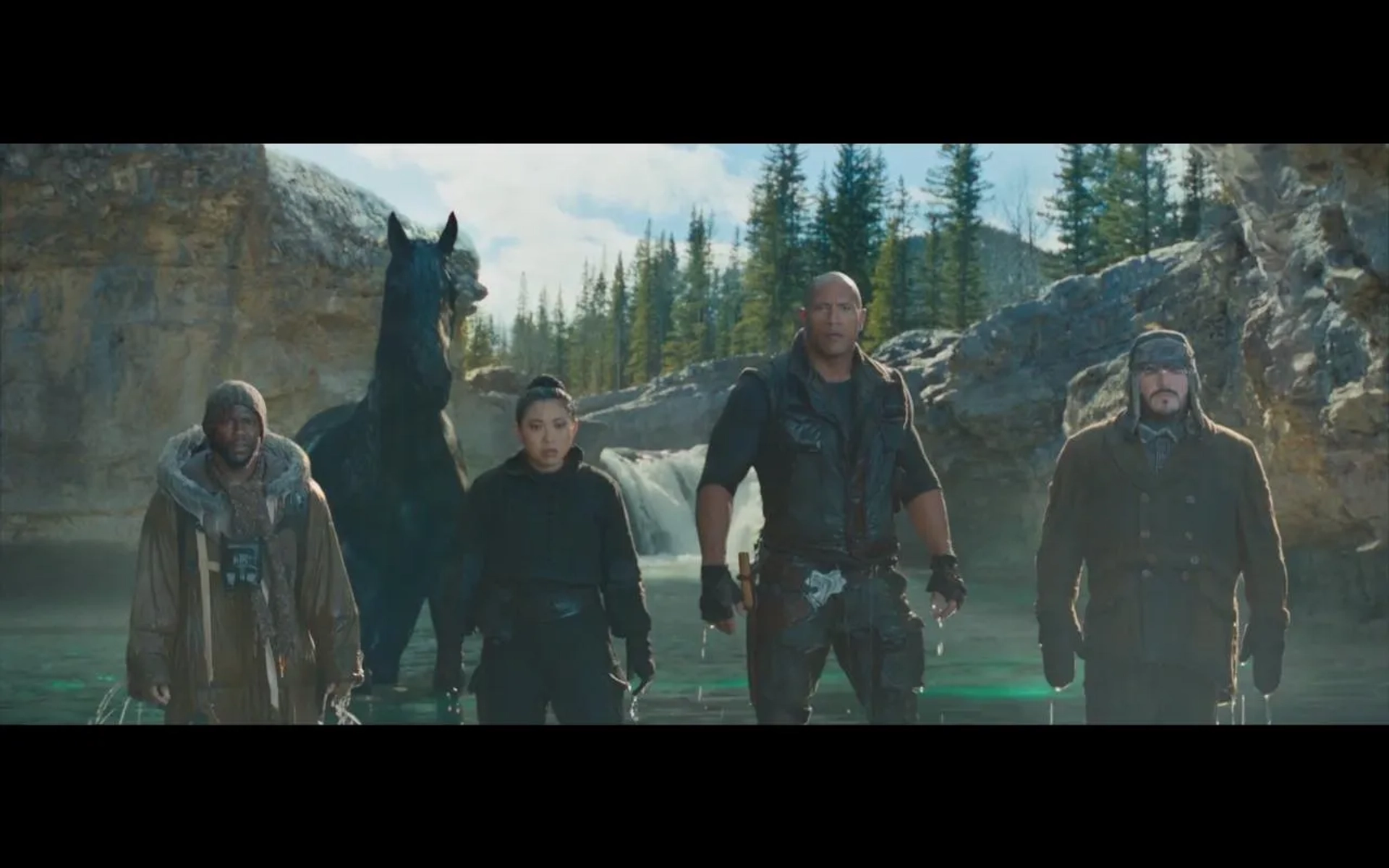 Jack Black, Kevin Hart, Dwayne Johnson, and Awkwafina in Jumanji: The Next Level (2019)