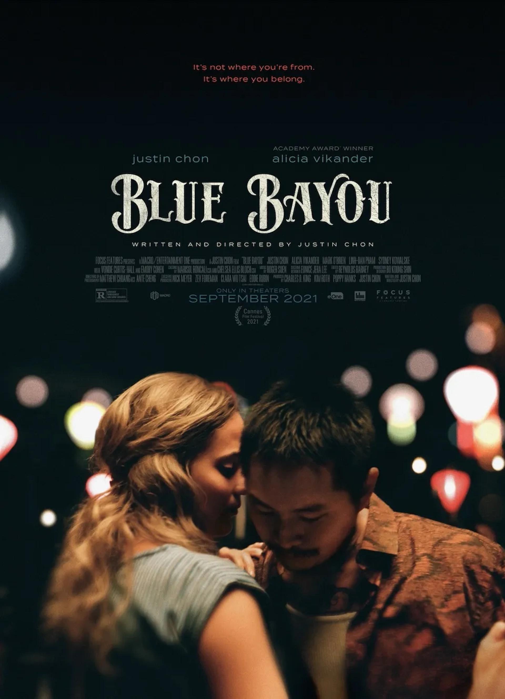 Justin Chon and Alicia Vikander in Blue Bayou (2021)