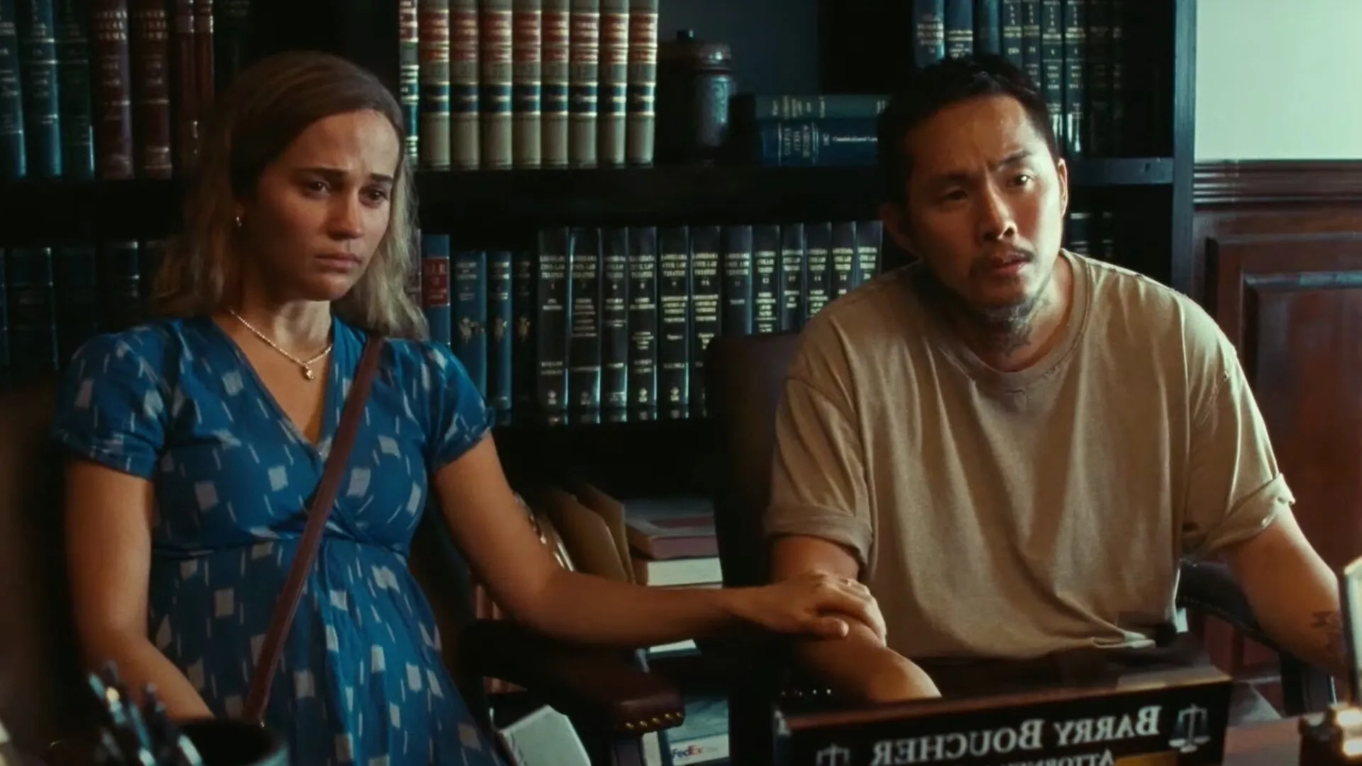 Justin Chon and Alicia Vikander in Blue Bayou (2021)