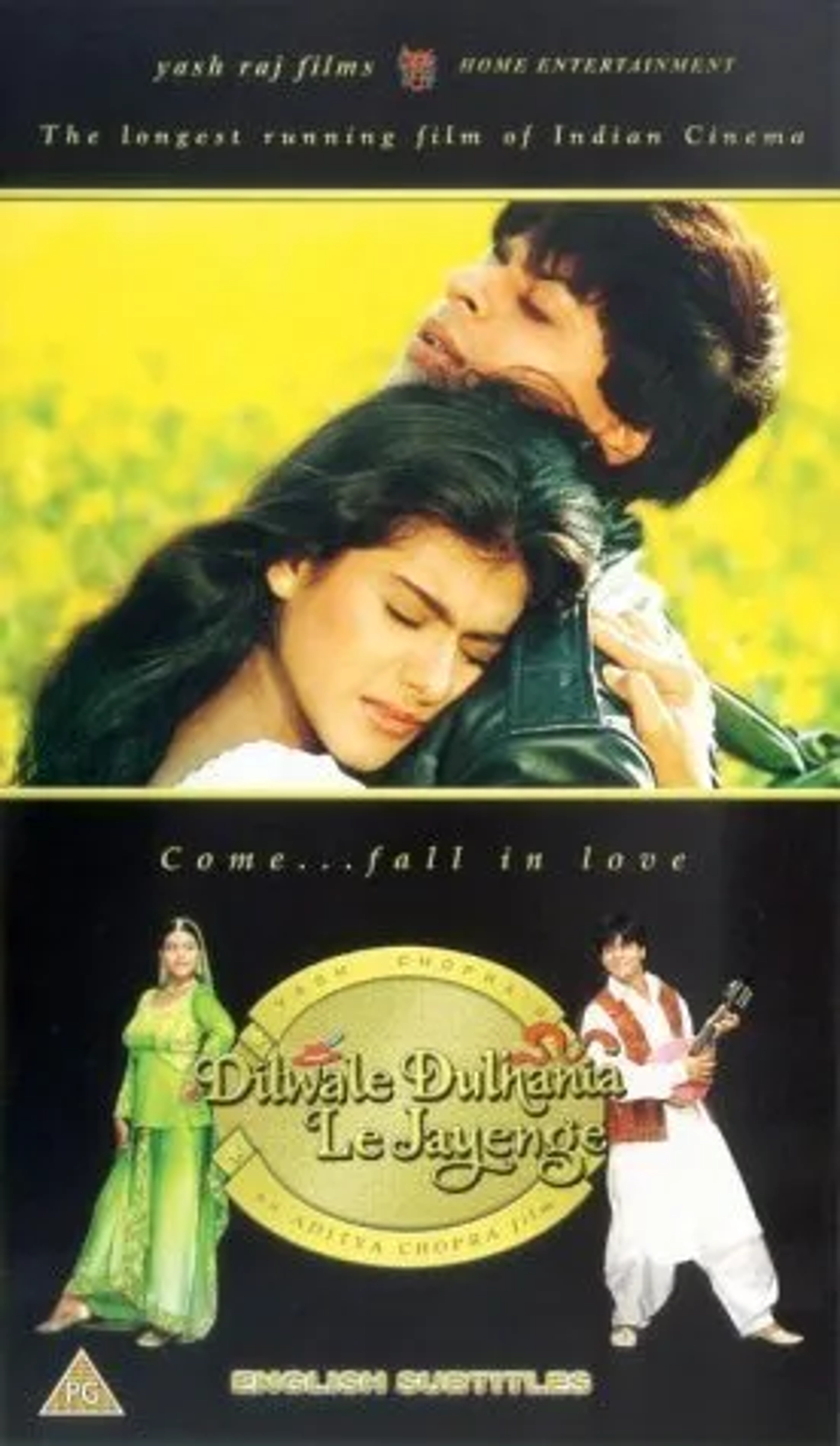 Kajol and Shah Rukh Khan in Dilwale Dulhania Le Jayenge (1995)