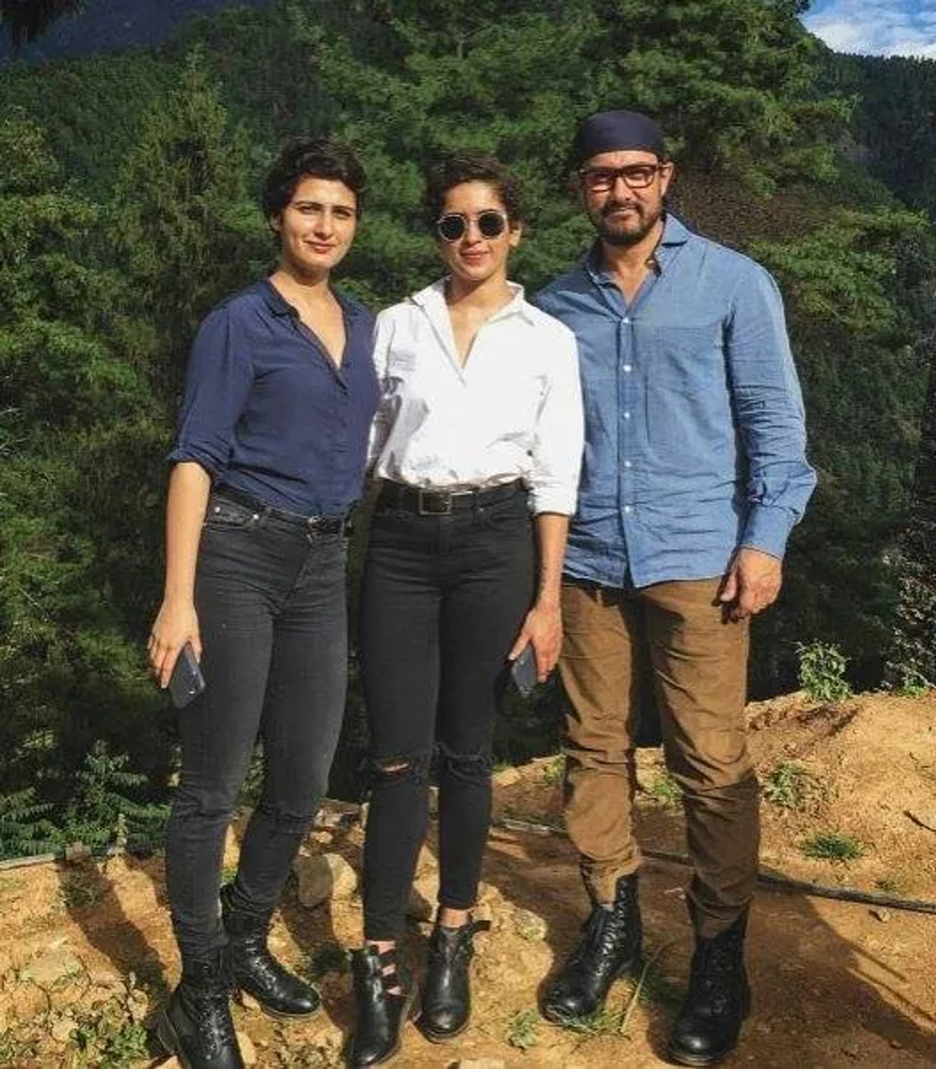 Aamir Khan, Fatima Sana Shaikh, and Sanya Malhotra at an event for Dangal (2016)