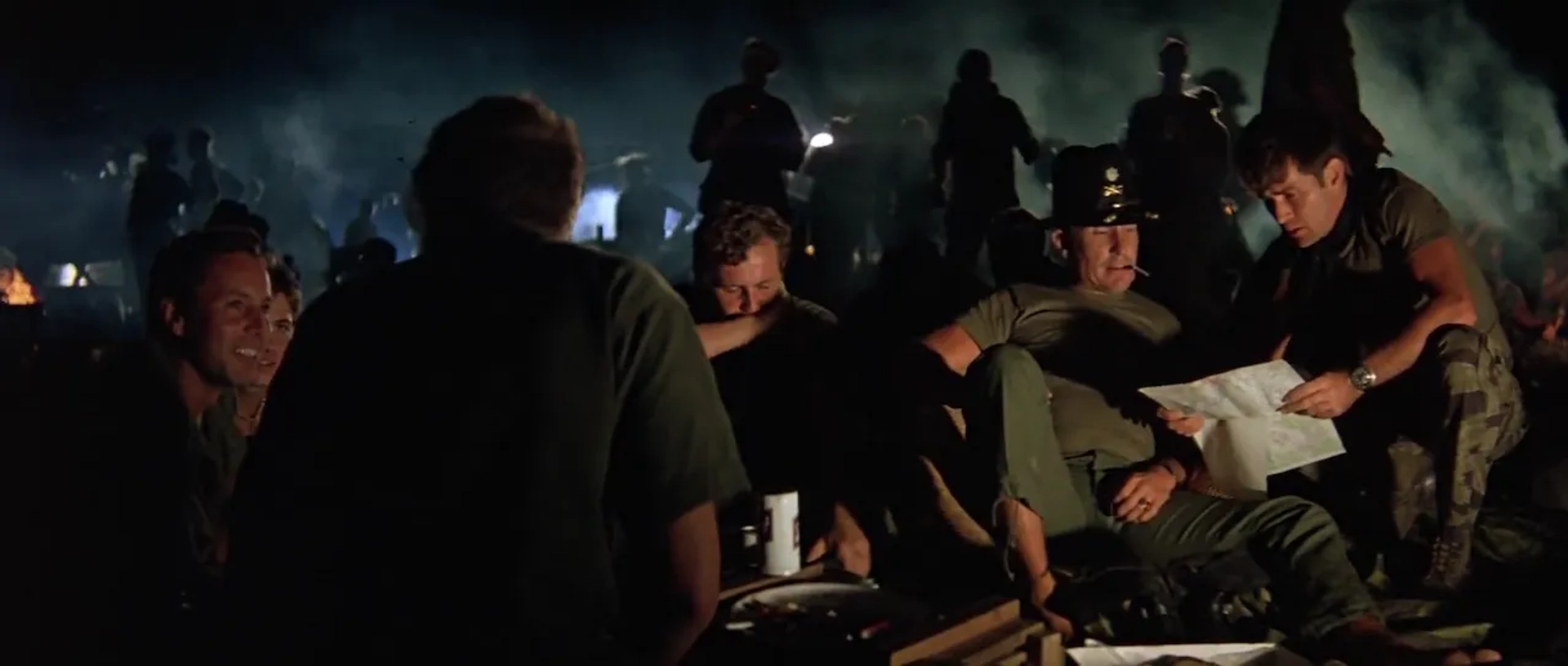 Robert Duvall, Martin Sheen, James Keane, and Kerry Rossall in Apocalypse Now (1979)