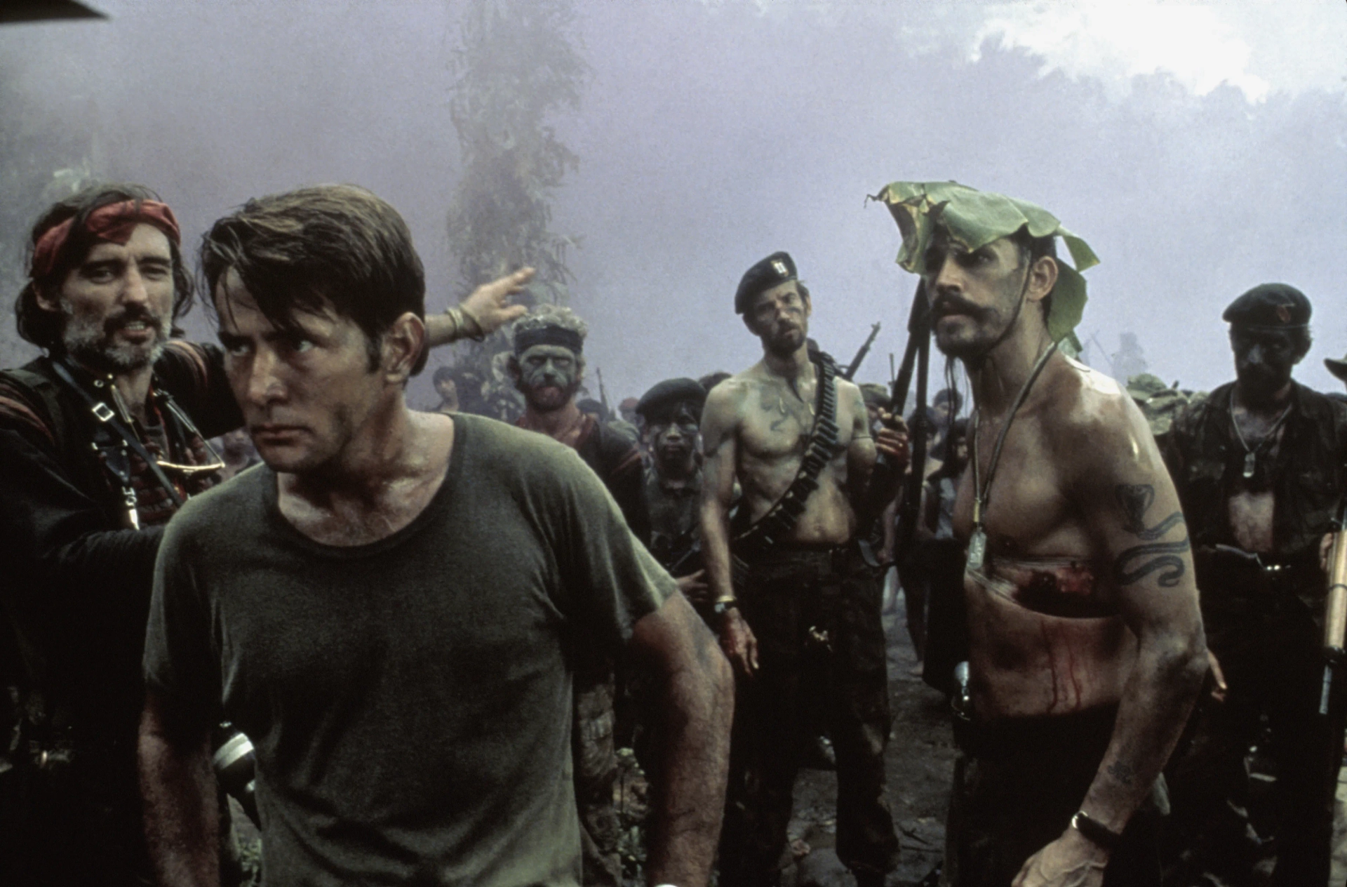 Dennis Hopper, Martin Sheen, Scott Glenn, and Frederic Forrest in Apocalypse Now (1979)