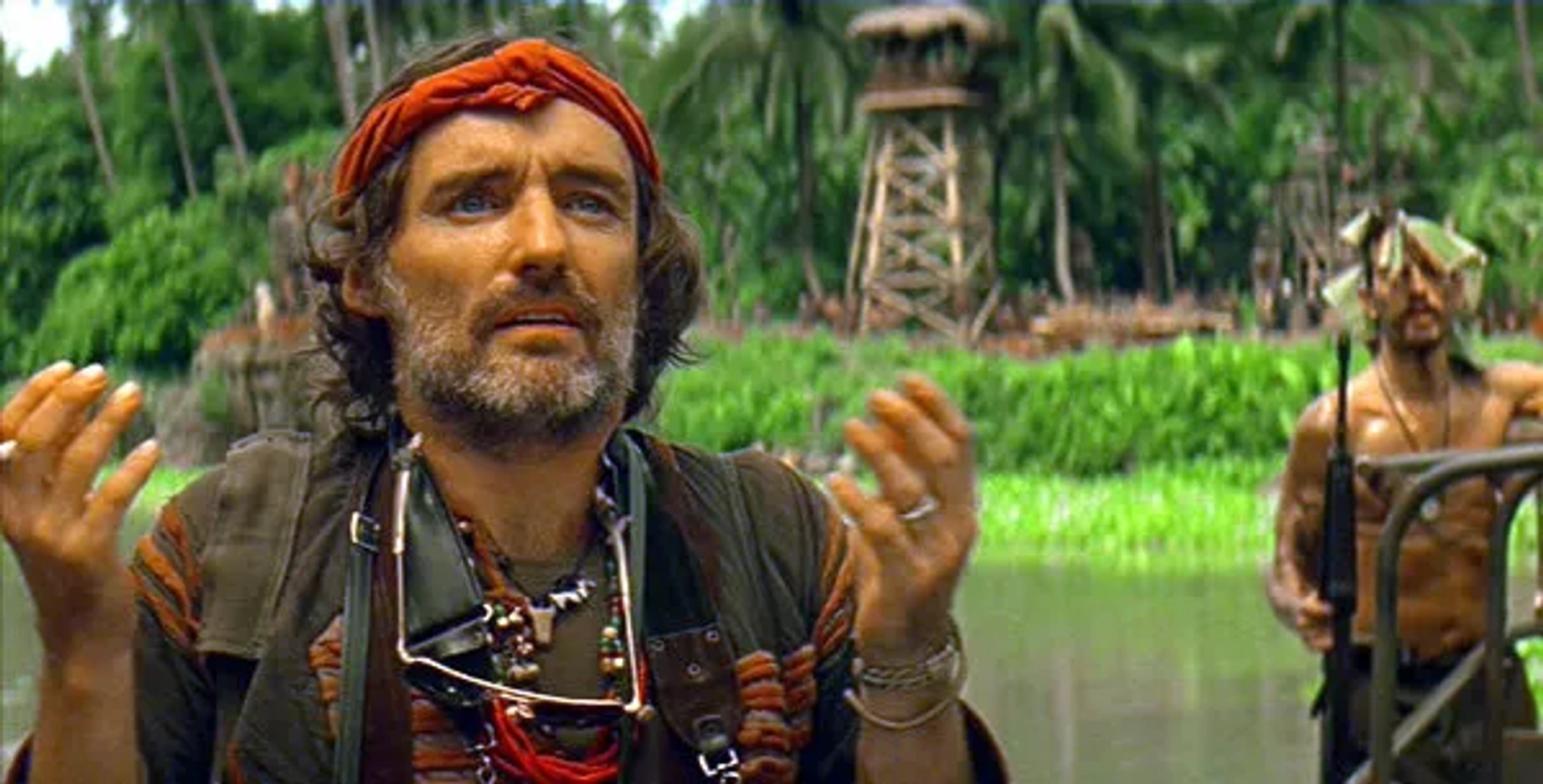 Dennis Hopper, Frederic Forrest, and Sam Bottoms in Apocalypse Now (1979)