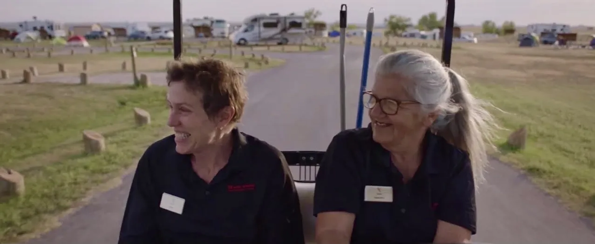 Frances McDormand and Linda May in Nomadland (2020)