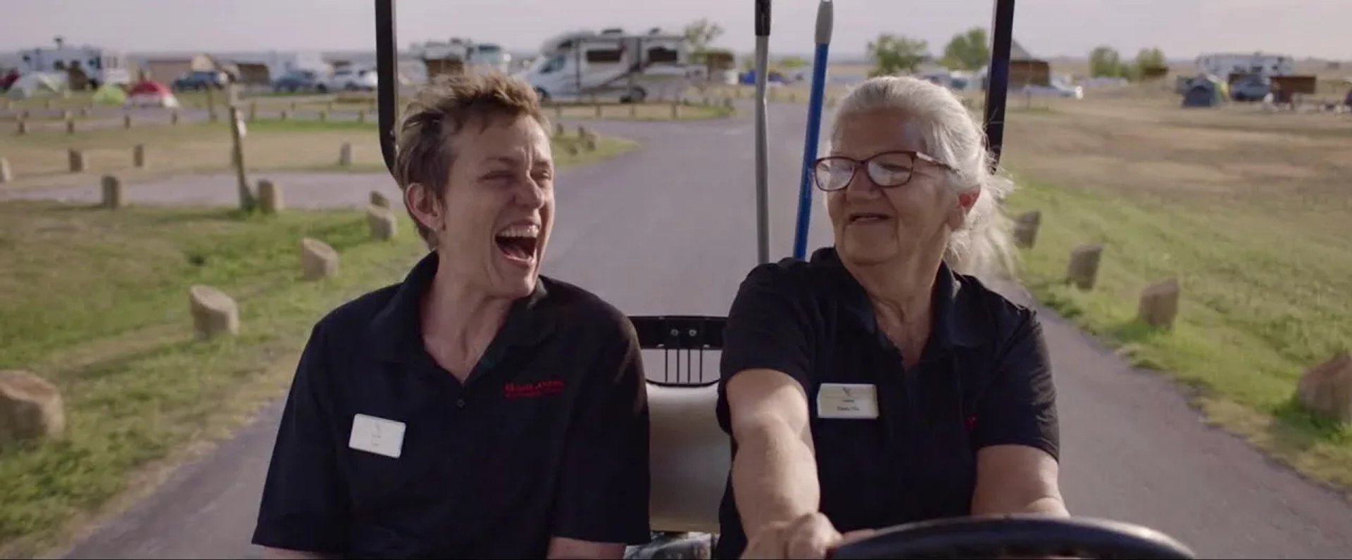 Frances McDormand and Linda May in Nomadland (2020)