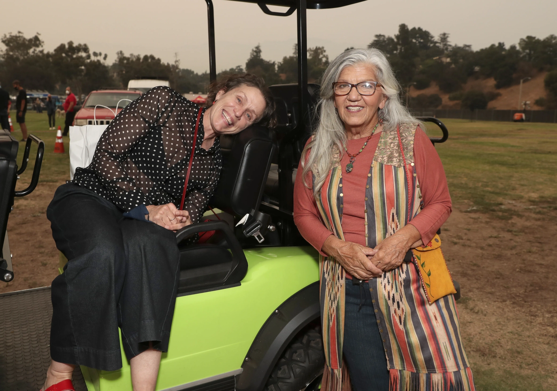 Frances McDormand and Linda May at an event for Nomadland (2020)