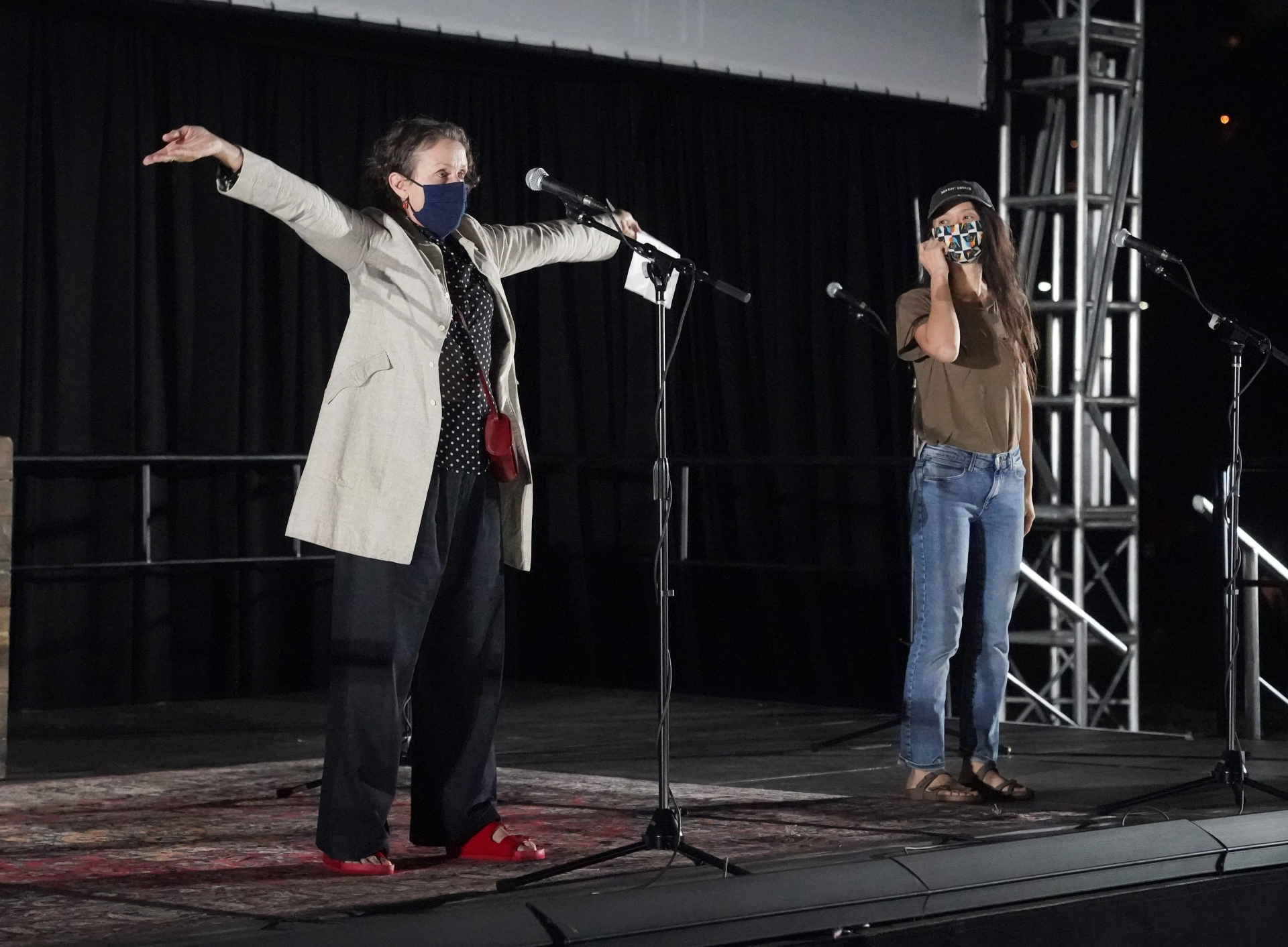 Frances McDormand and Chloé Zhao at an event for Nomadland (2020)