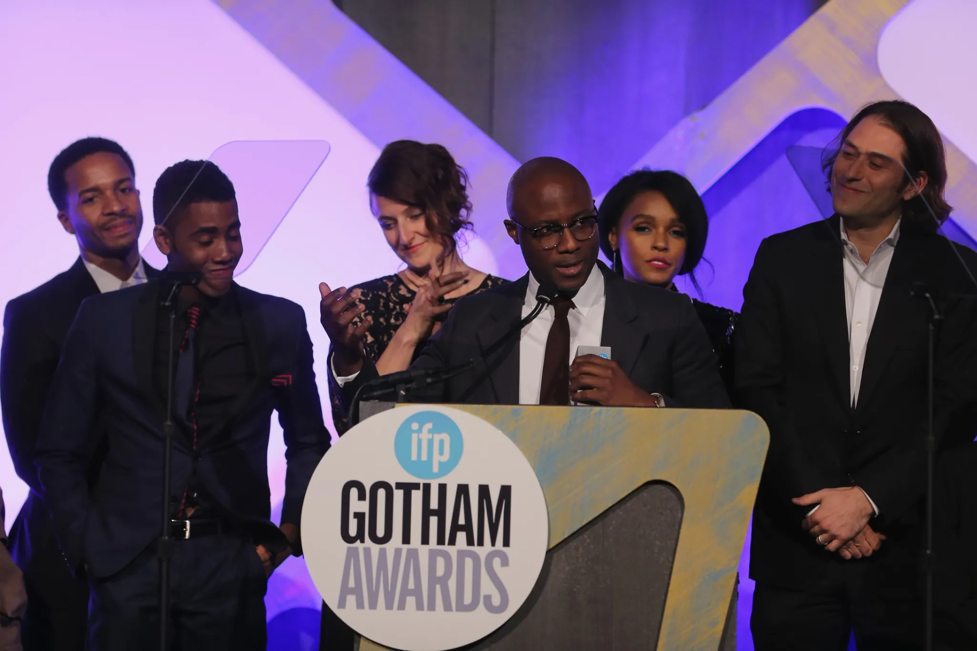 Jeremy Kleiner, Barry Jenkins, Adele Romanski, Janelle Monáe, André Holland, and Jharrel Jerome at an event for Moonlight (2016)