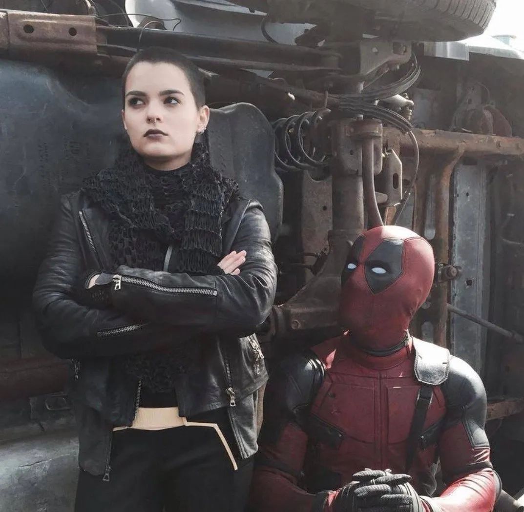 Ryan Reynolds and Brianna Hildebrand in Deadpool (2016)