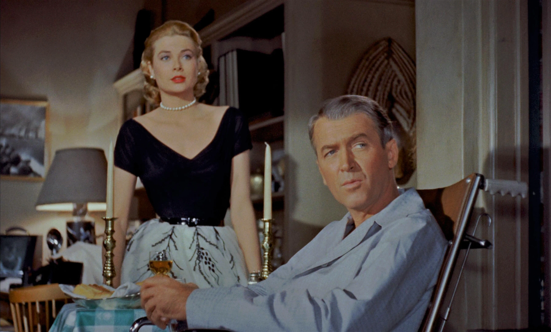 Grace Kelly and James Stewart in Rear Window (1954)