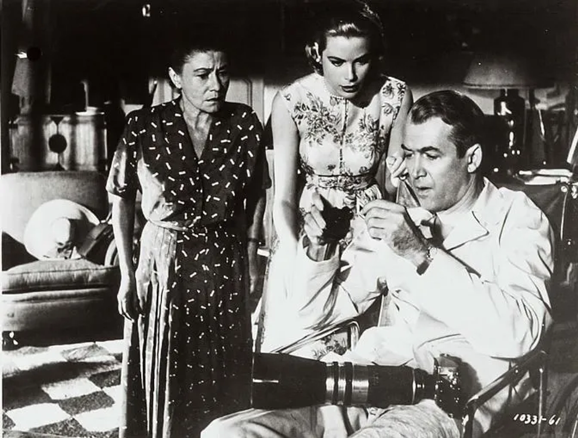 Grace Kelly, James Stewart, and Thelma Ritter in Rear Window (1954)