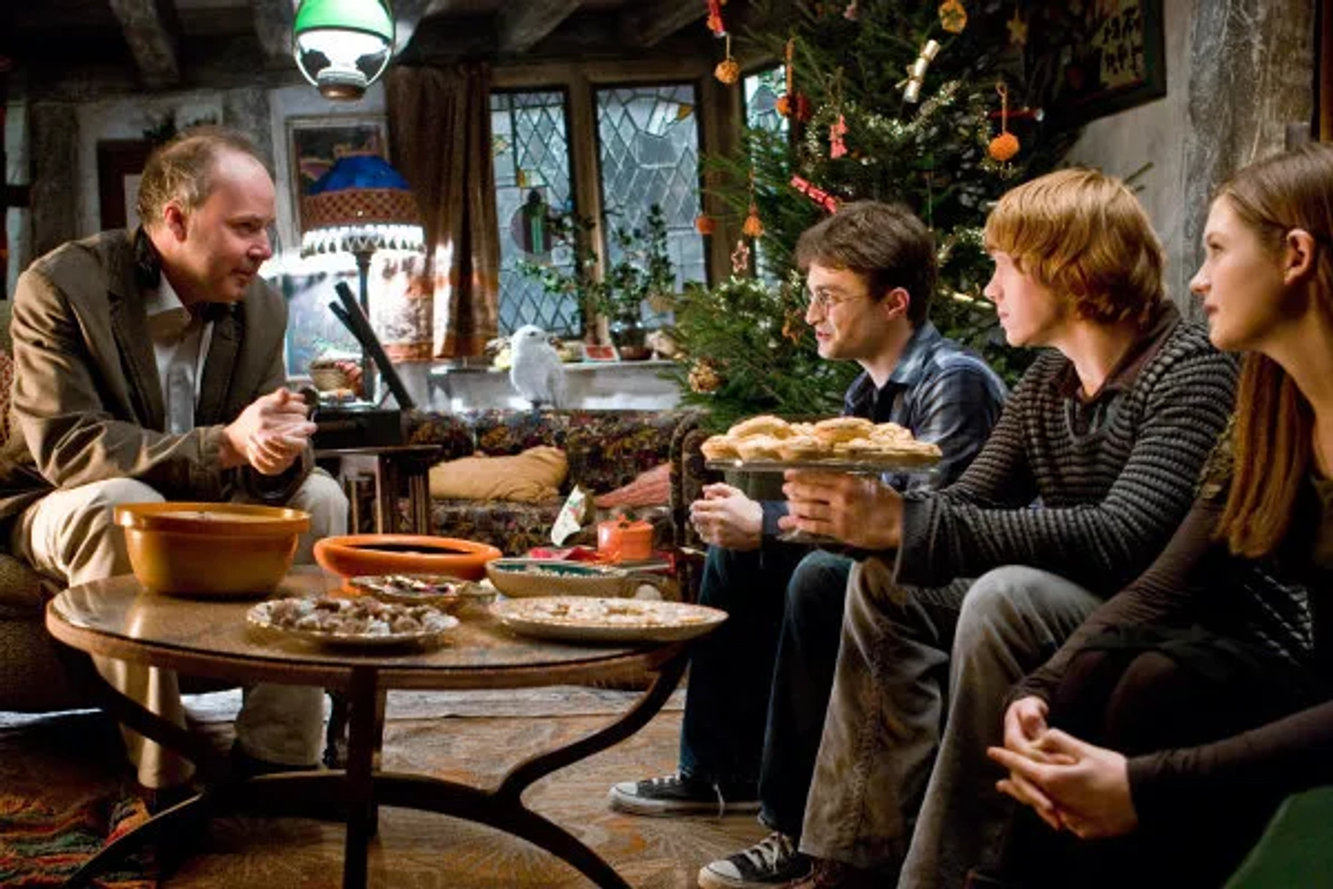 Rupert Grint, Daniel Radcliffe, Bonnie Wright, and David Yates in Harry Potter and the Half-Blood Prince (2009)