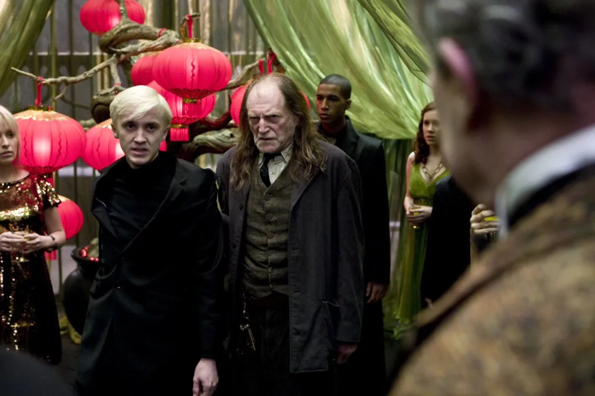 Jim Broadbent, David Bradley, Tom Felton, and Louis Cordice in Harry Potter and the Half-Blood Prince (2009)