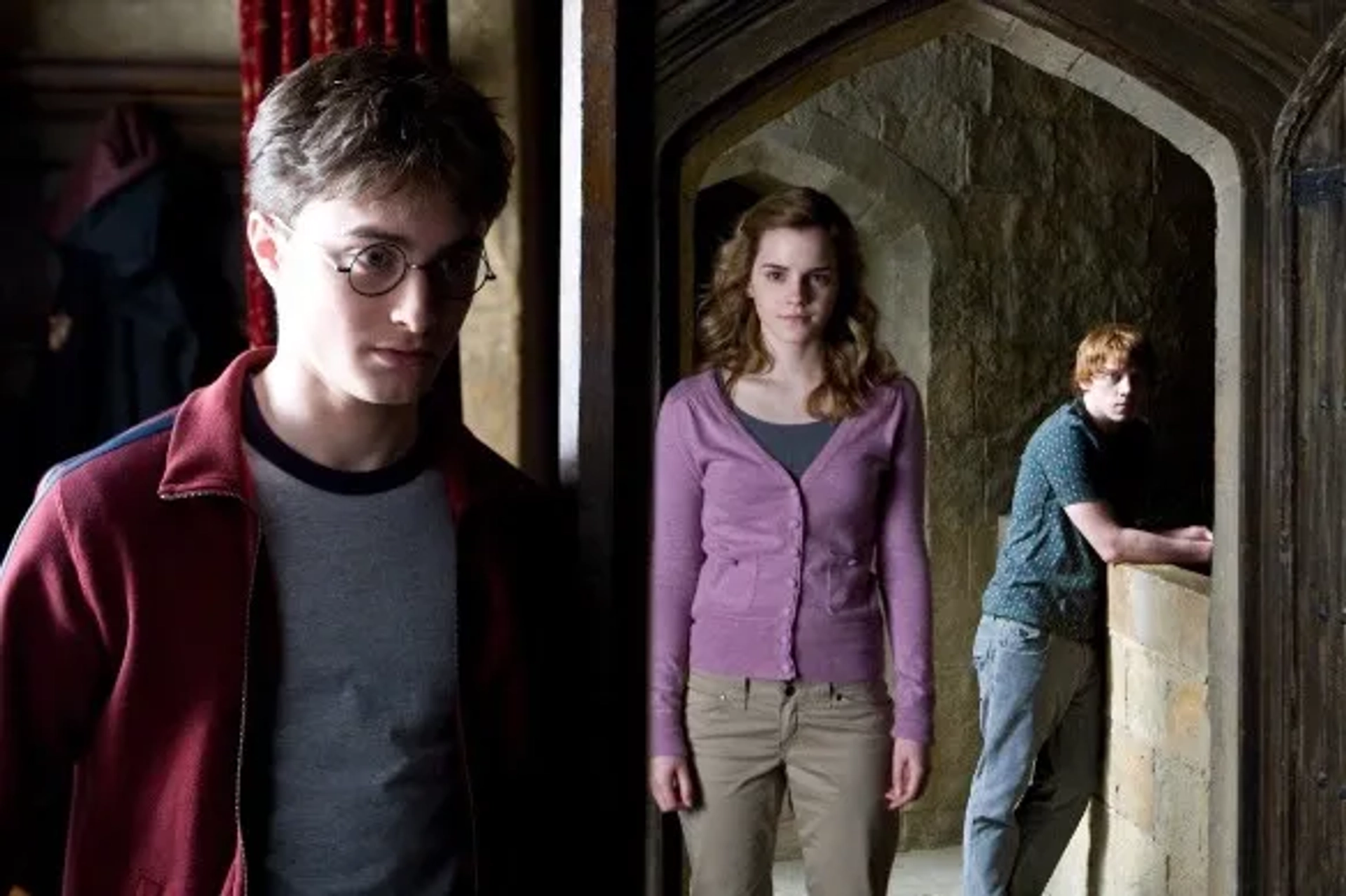 Rupert Grint, Daniel Radcliffe, and Emma Watson in Harry Potter and the Half-Blood Prince (2009)