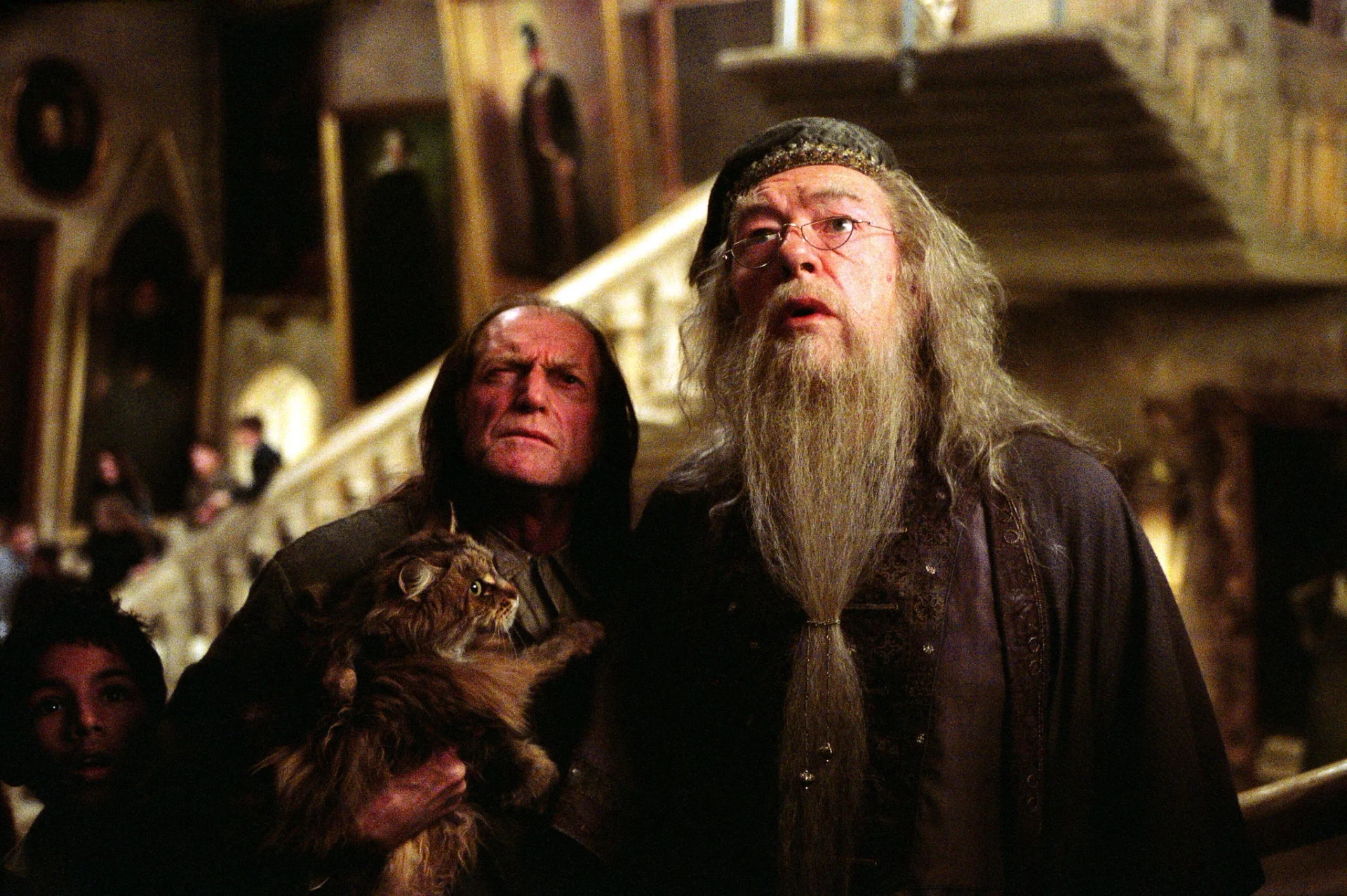 Michael Gambon, David Bradley, and Rick Sahota in Harry Potter and the Prisoner of Azkaban (2004)