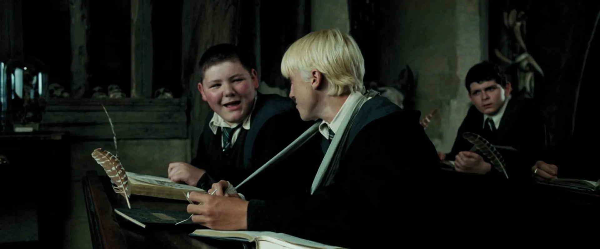 Tom Felton and Jamie Waylett in Harry Potter and the Prisoner of Azkaban (2004)