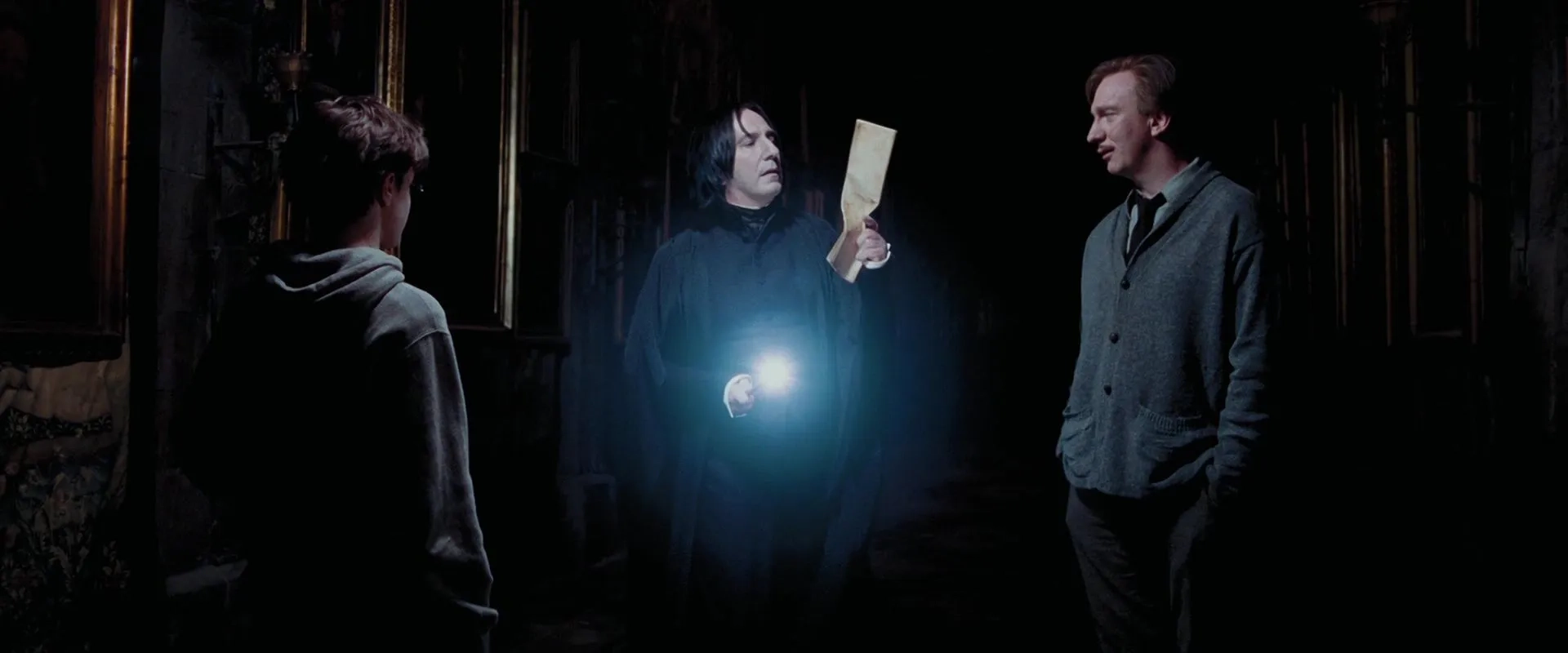 Alan Rickman, David Thewlis, and Daniel Radcliffe in Harry Potter and the Prisoner of Azkaban (2004)