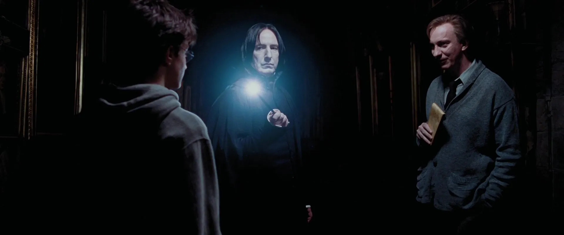 Alan Rickman, David Thewlis, and Daniel Radcliffe in Harry Potter and the Prisoner of Azkaban (2004)