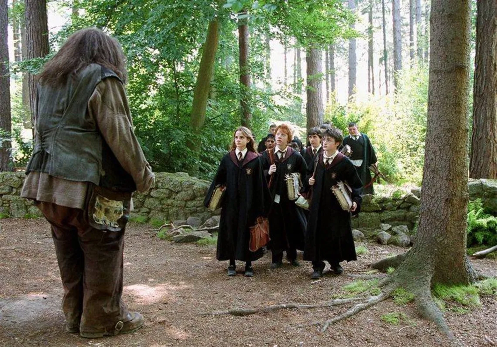 Robbie Coltrane, Rupert Grint, Daniel Radcliffe, and Emma Watson in Harry Potter and the Prisoner of Azkaban (2004)