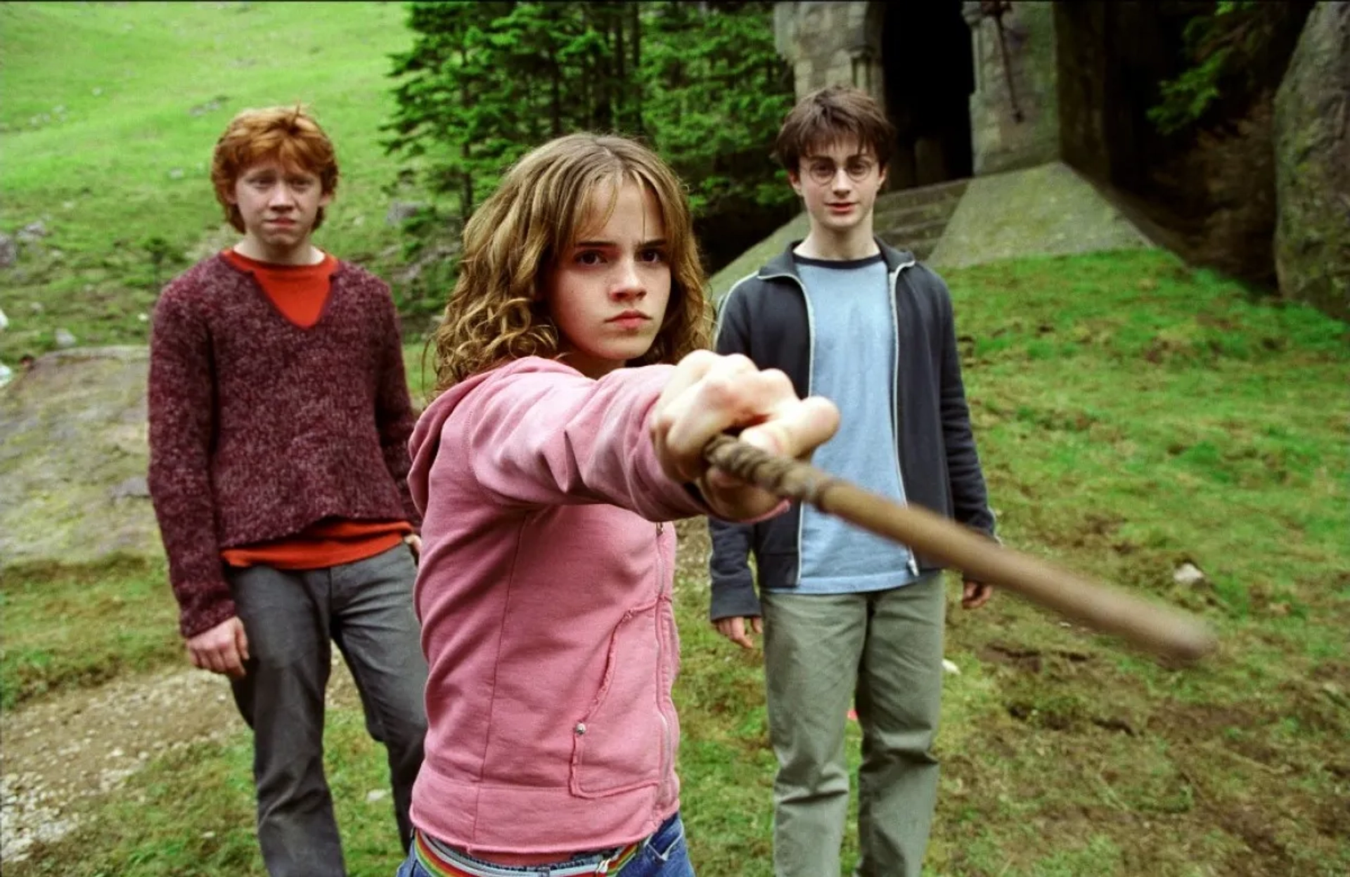 Rupert Grint, Daniel Radcliffe, and Emma Watson in Harry Potter and the Prisoner of Azkaban (2004)