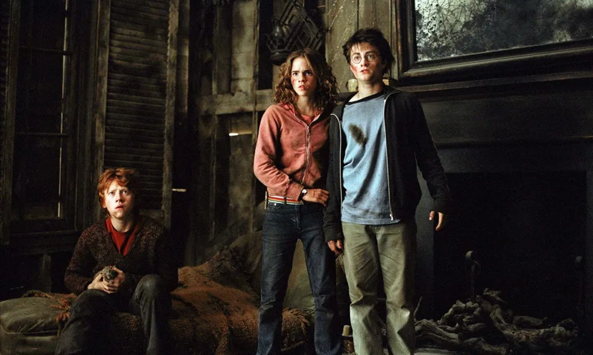 Rupert Grint, Daniel Radcliffe, and Emma Watson in Harry Potter and the Prisoner of Azkaban (2004)