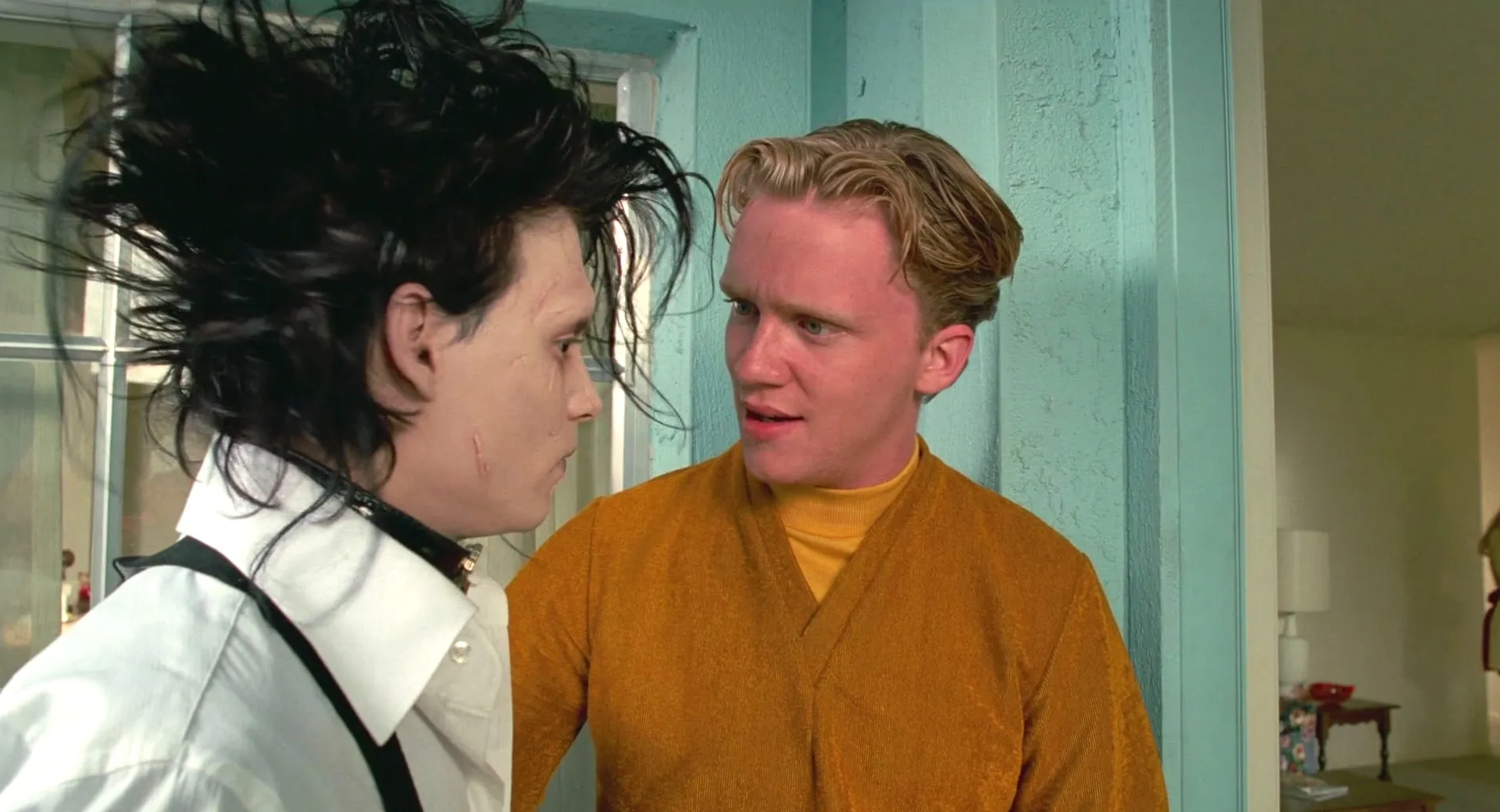 Johnny Depp and Anthony Michael Hall in Edward Scissorhands (1990)