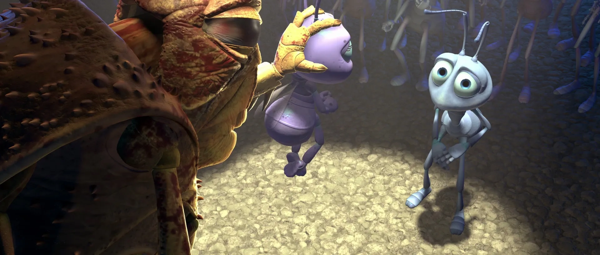 Kevin Spacey, David Foley, and Hayden Panettiere in A Bug's Life (1998)